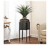LuxenHome Butterfly Brown 12.1" Round MgO Plantr w/Stand, 1 of 3