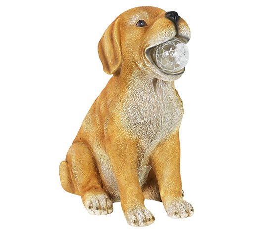 Exhart Solar Dog Statue with LED Ball