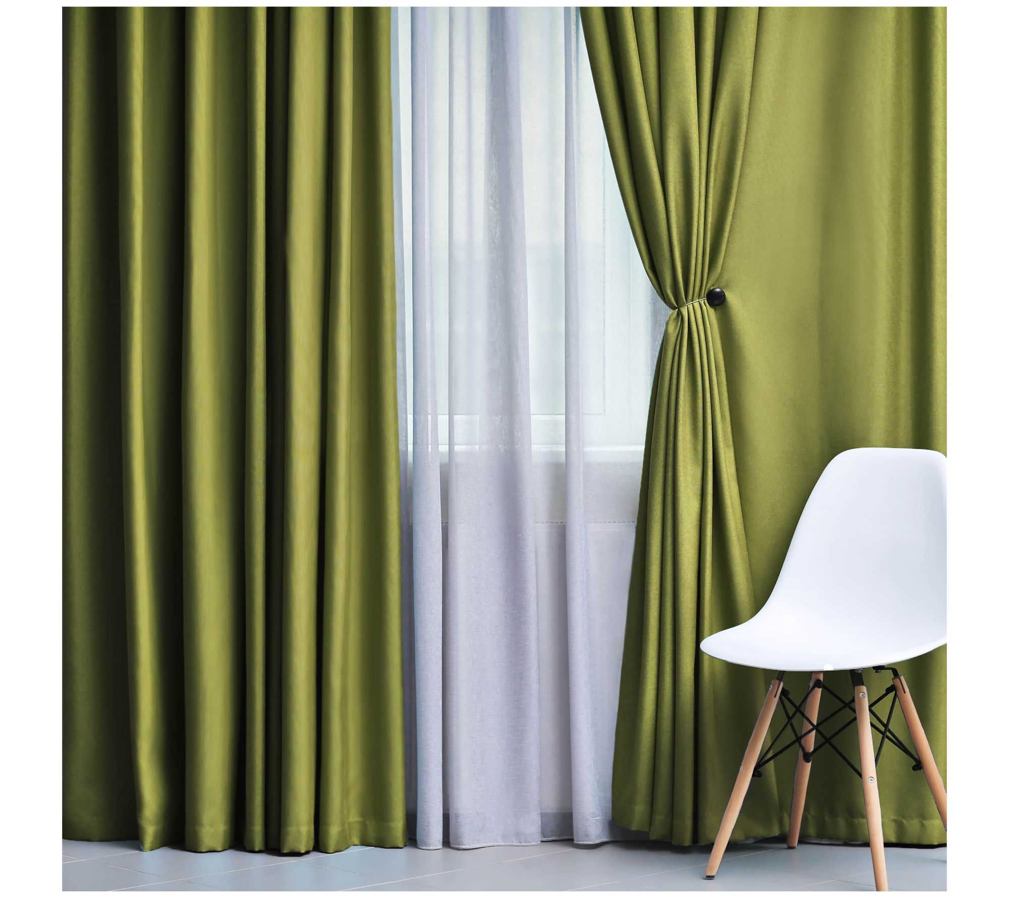 Superior Modern Solid Blackout 2-Piece Curtain et, 26X84