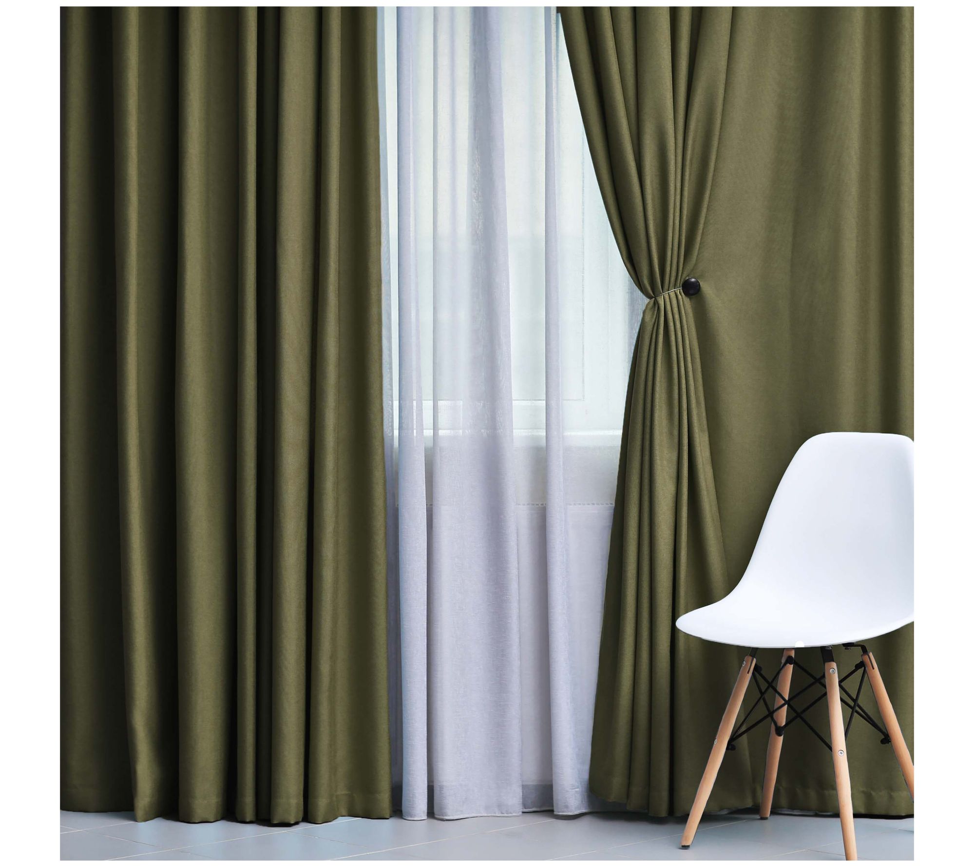 Superior Modern Solid Blackout 2-Piece Curtainet, 26X84