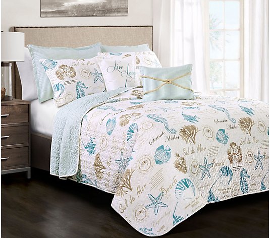 Harbor Life Blue/Taupe 7-Piece King Quilt Set by Lush Decor