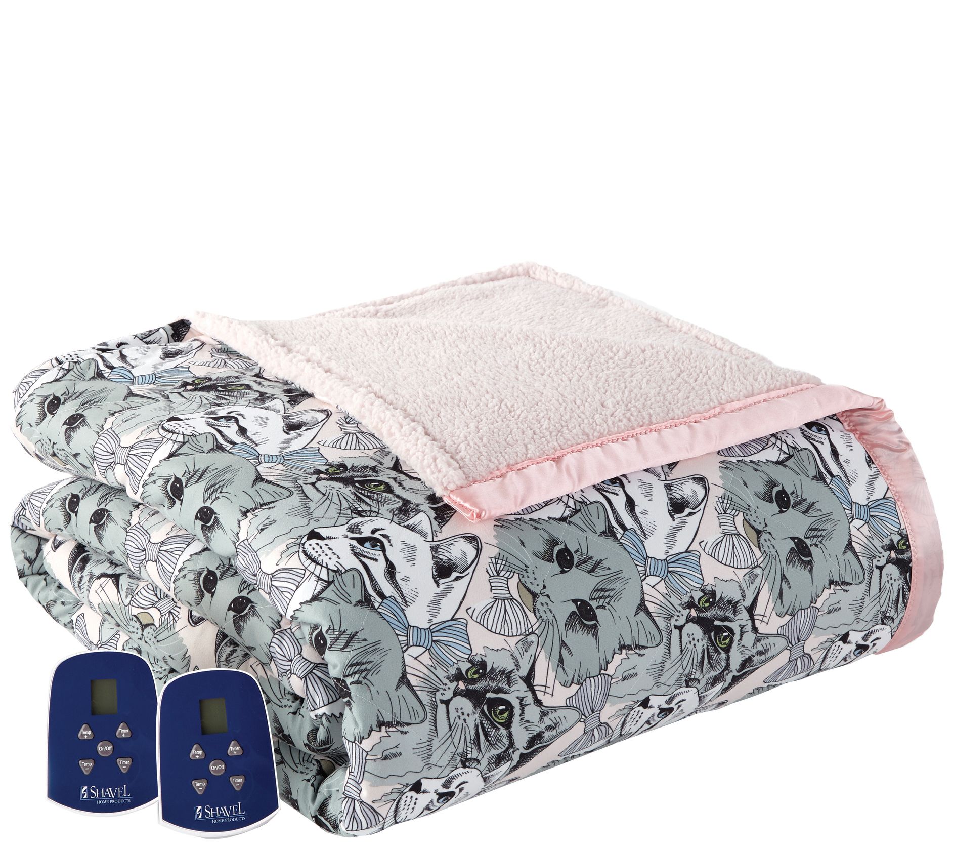 Shavel Micro Flannel Sherpa Full Cat Collage Electric Blanket