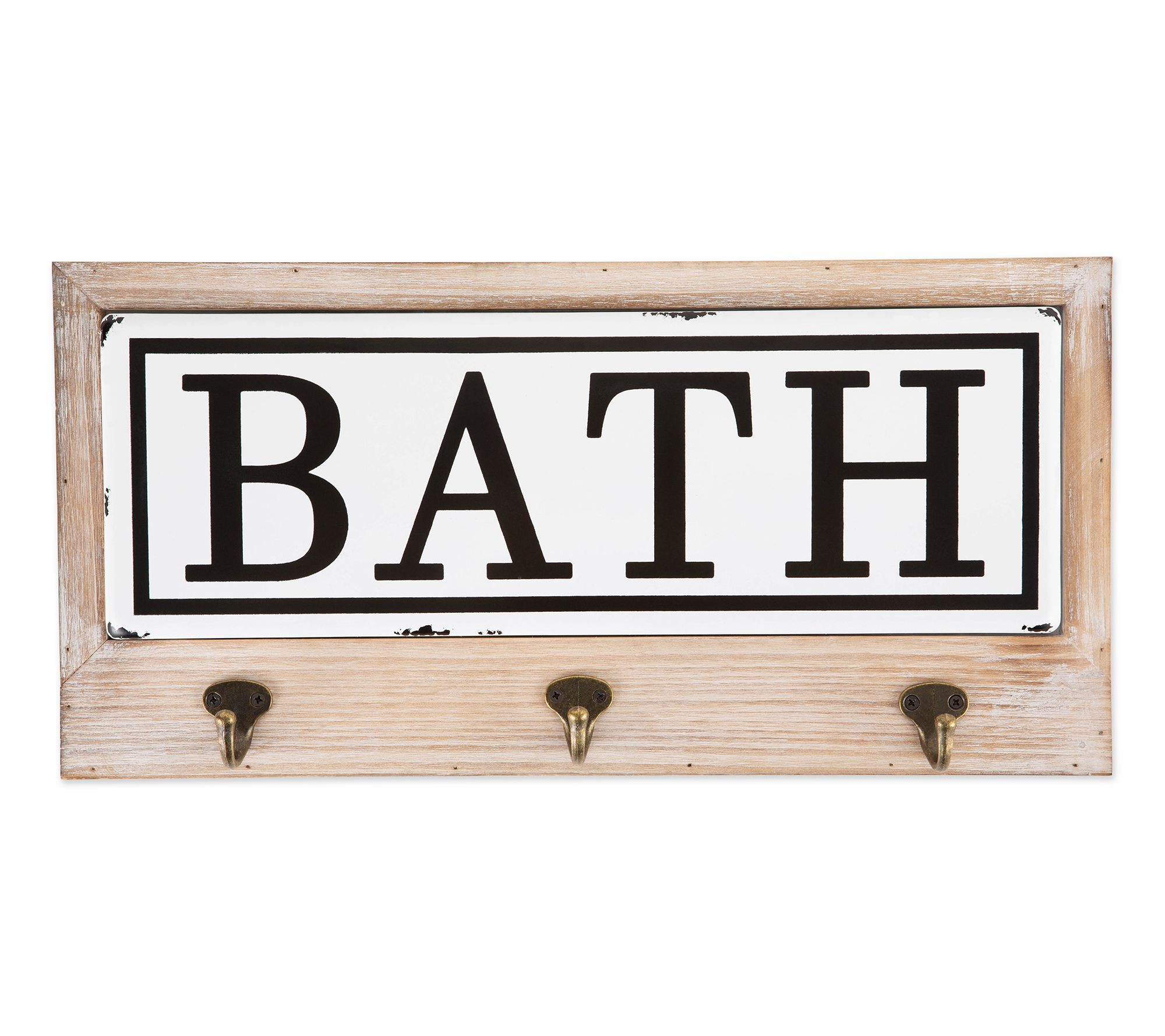 Vintage-Style Enamelware Tile Bath Hook Sign