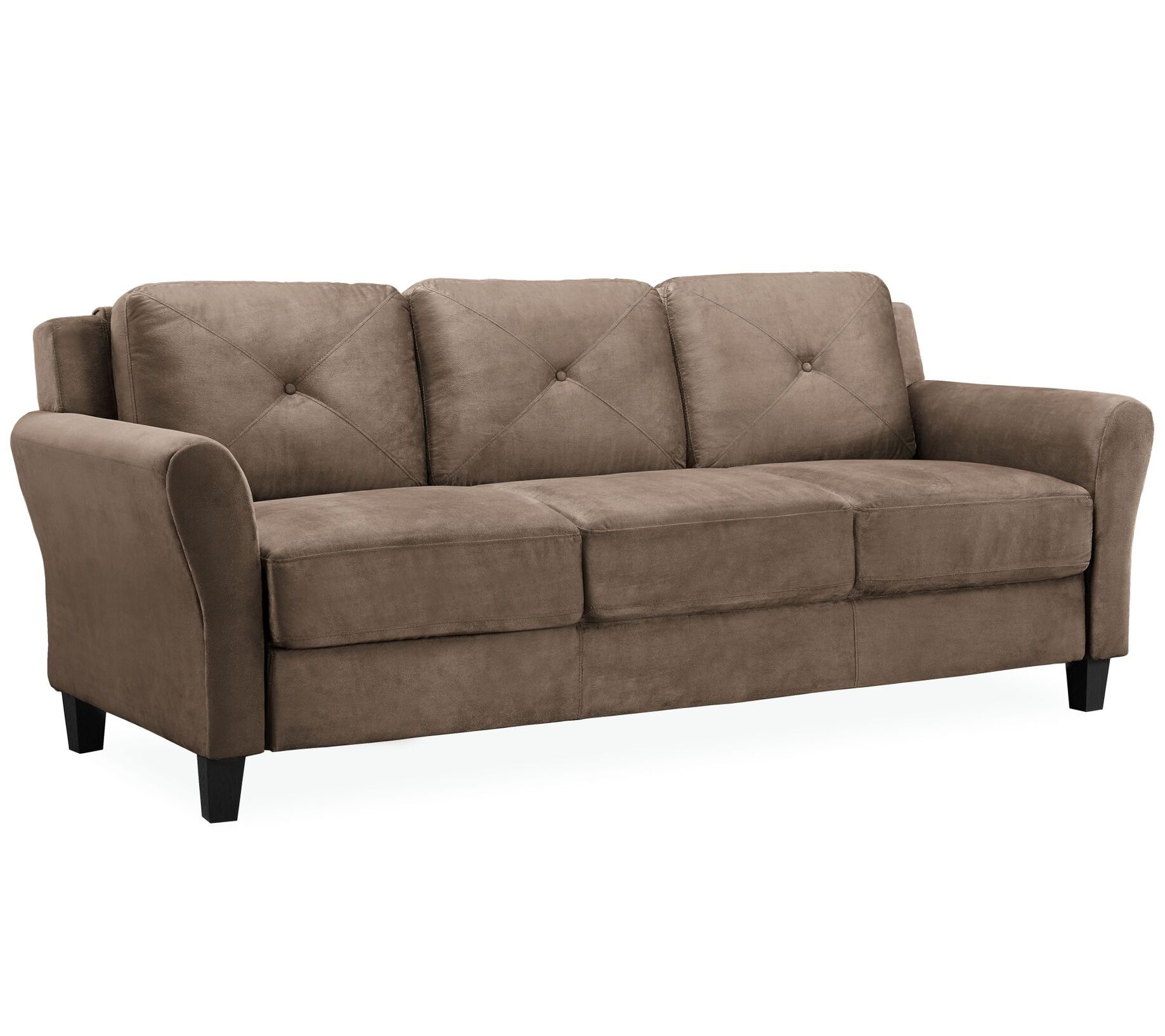 Lukaa Sofa Upholstered Microfiber Curved Arms