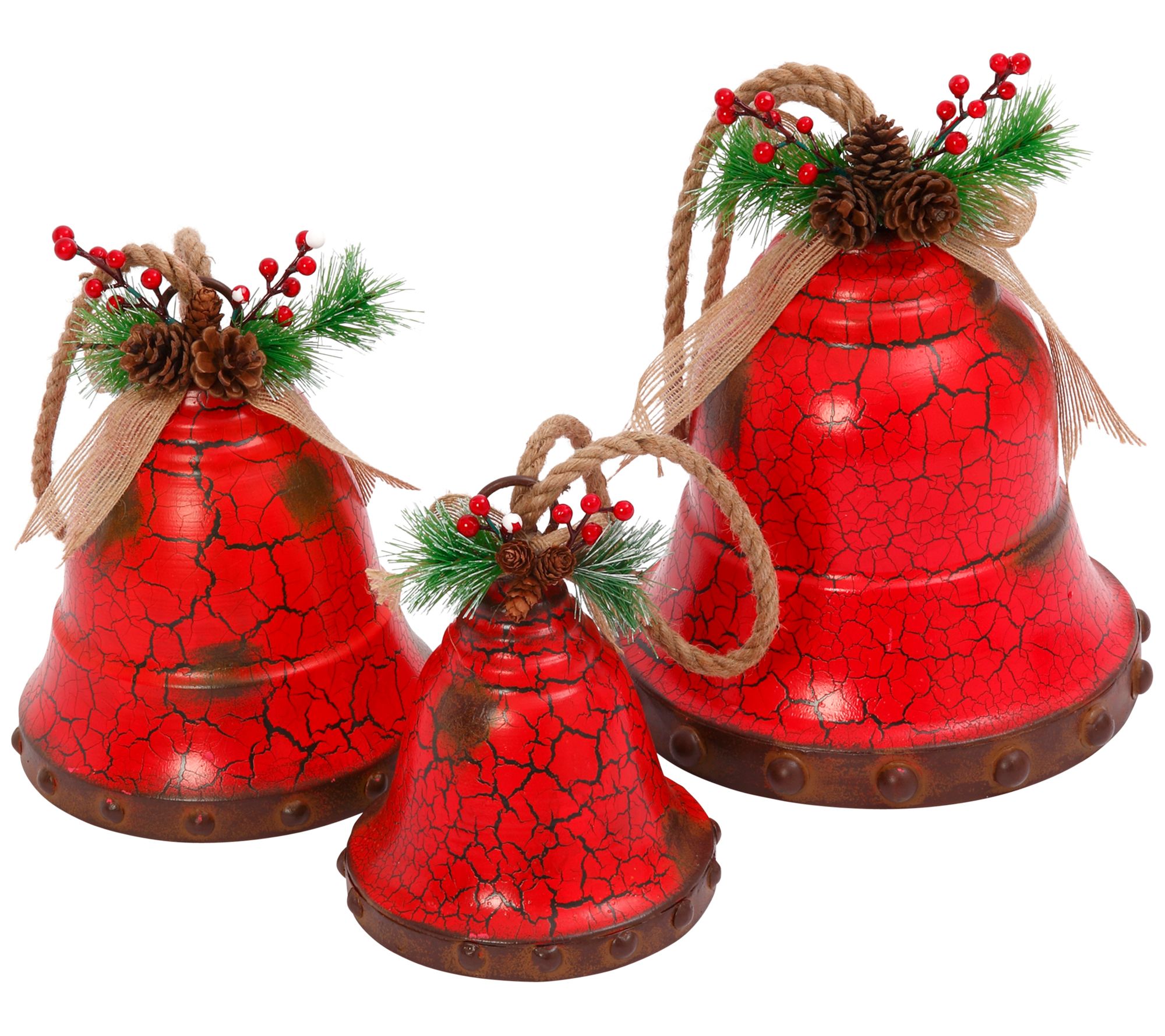 Nested Red Metal Holiday Bells, Set of 3 - QVC.com