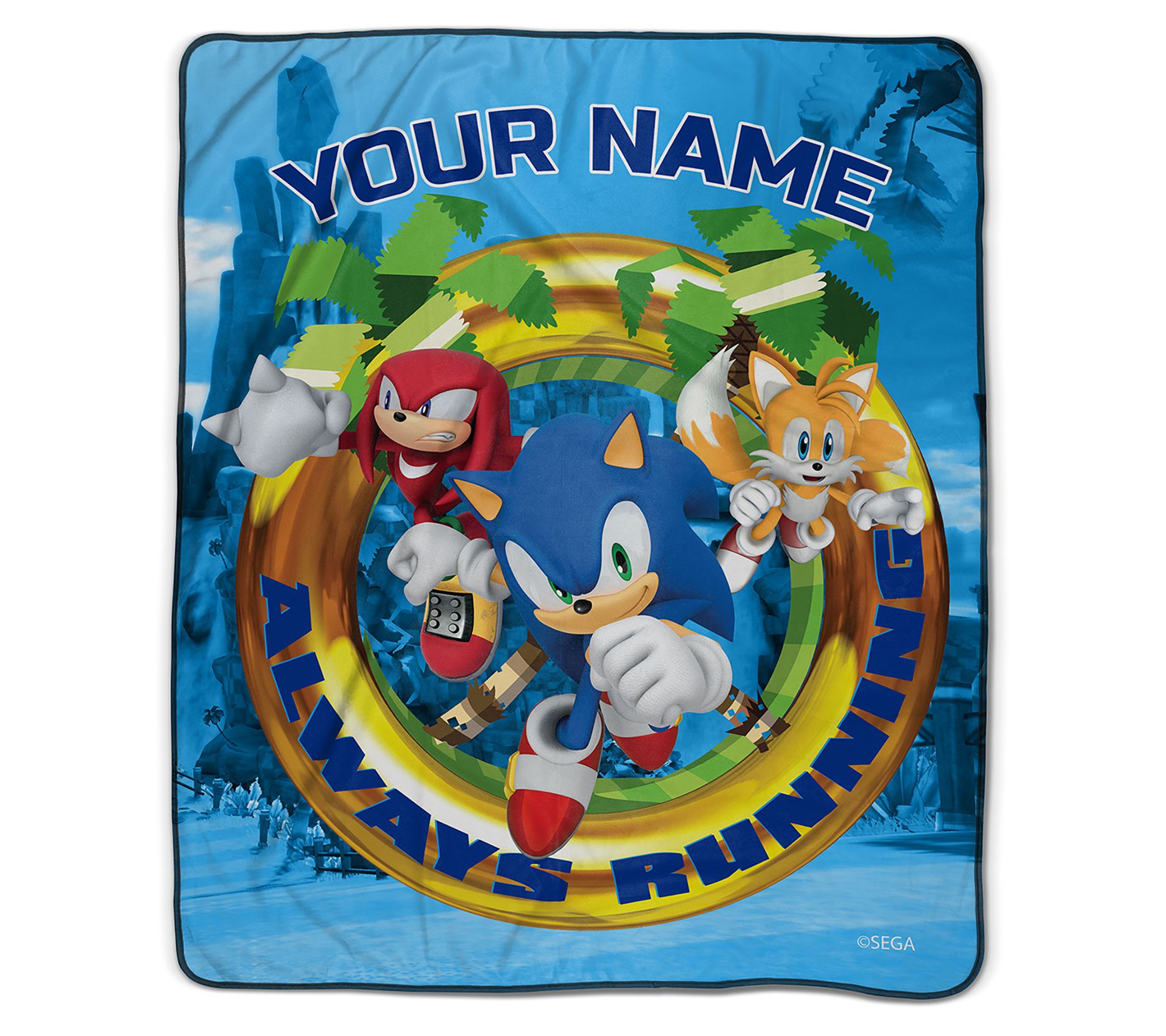 Pixsona Personalized SEGA Sonic Ring Run PixelFleece Blanket QVC