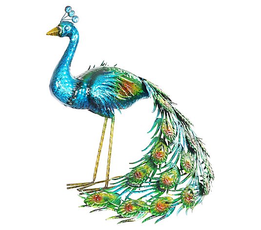 24" Metal Standing Peacock by Exhart