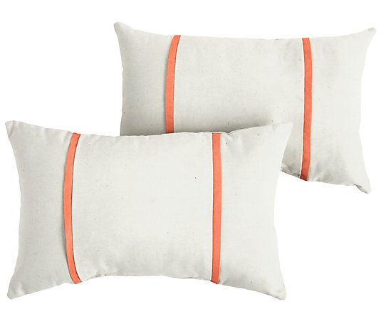 Set of 2 Indoor/Outdoor Sunbrella Natural Lumbar Pillows