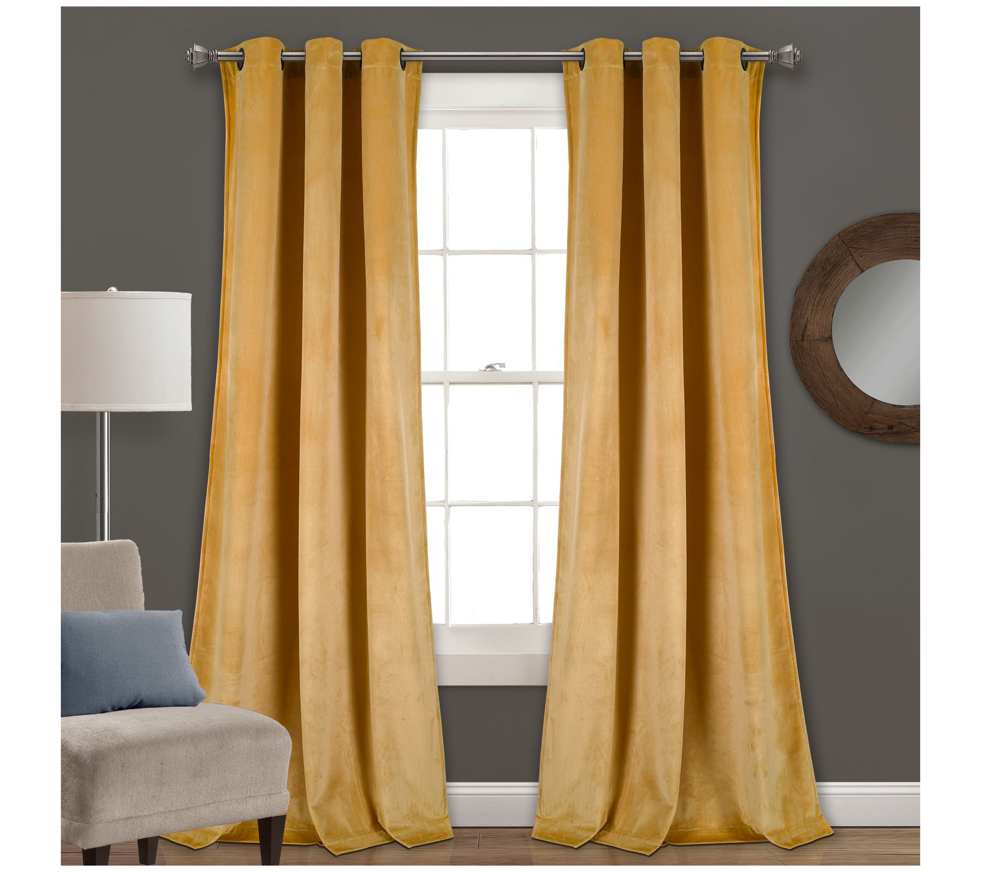 Prima Velvet Solid 38" x 84" Window Curtains byLush Decor