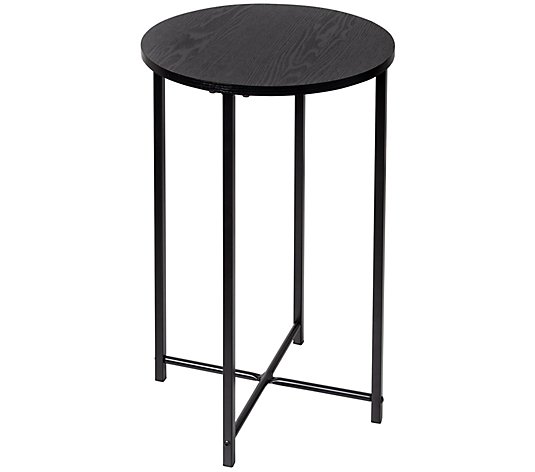 Honey-Can-Do Round Side Table with X-Pattern Base