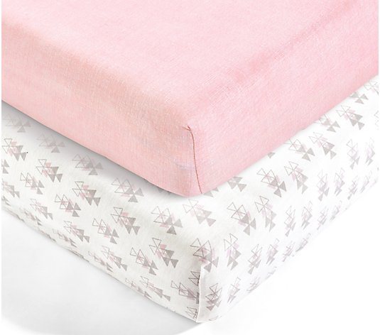 Lush Decor Baby Pixie Fox Geo Set of 2 Cotton Crib Sheets