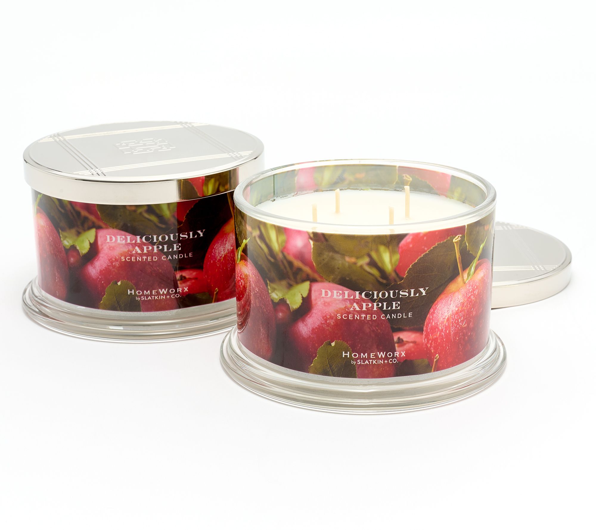 HomeWorx by Slatkin & Co. S/2 Deliciously Apple 18oz Candles