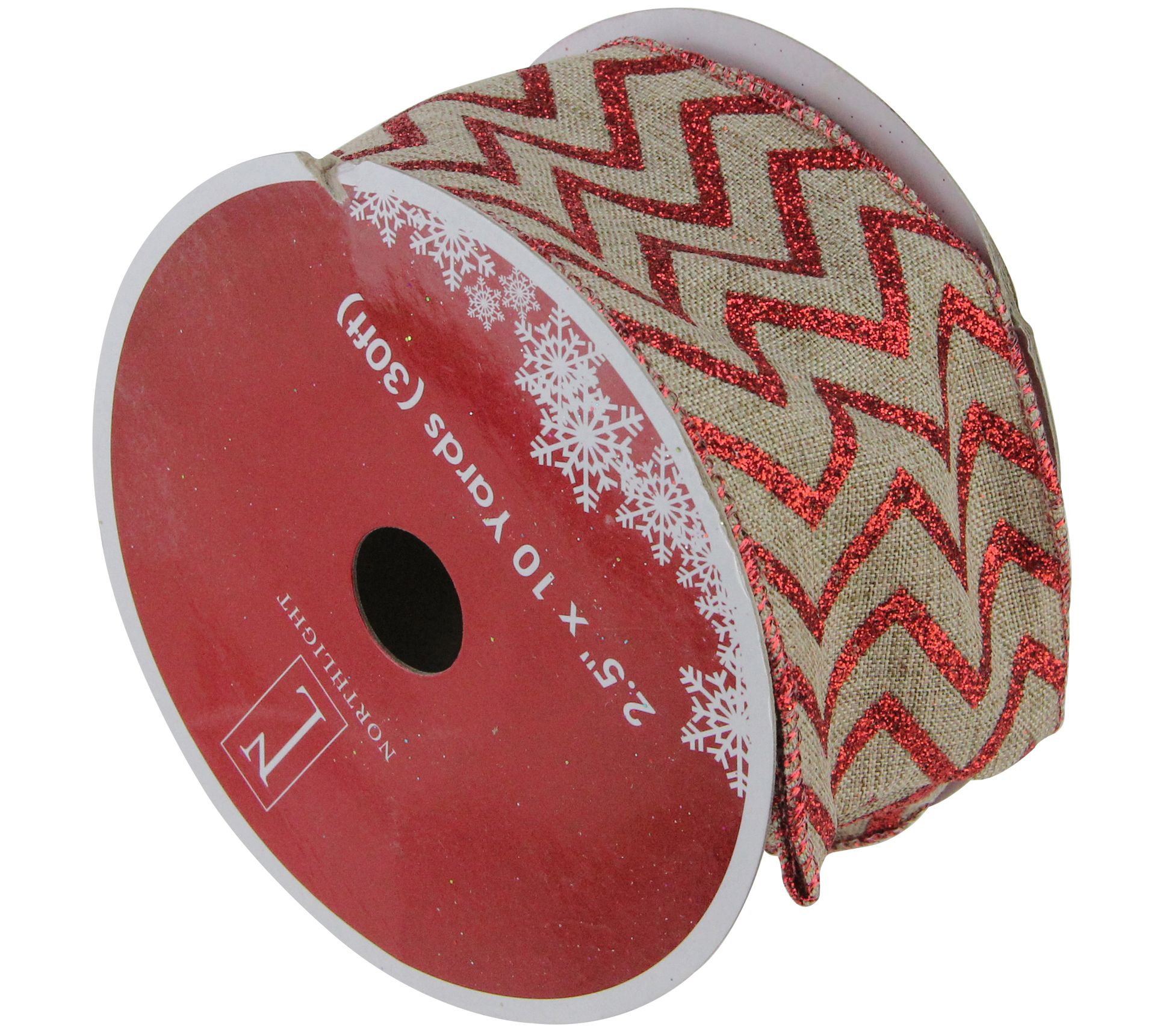 Northlight Pack of 12 Red and Brown Chevron Rib bon 2.5" x 120
