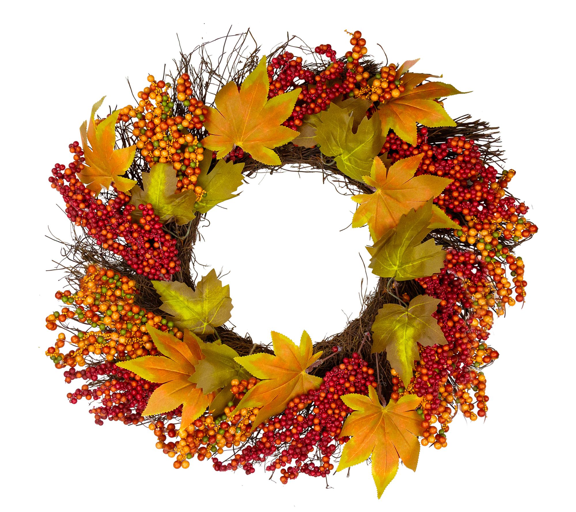 Northlight Maple Leaf & Berry Twig Harvest Wrea th 22"