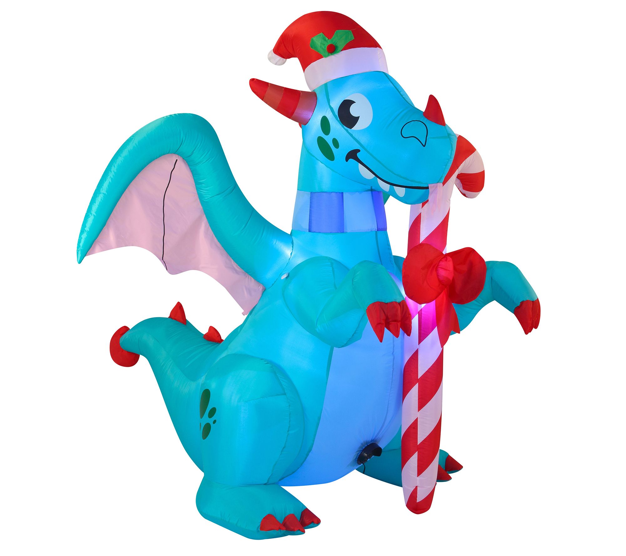 Joiedomi 6' Green Dragon with Candy Cane Inflatable Decoration