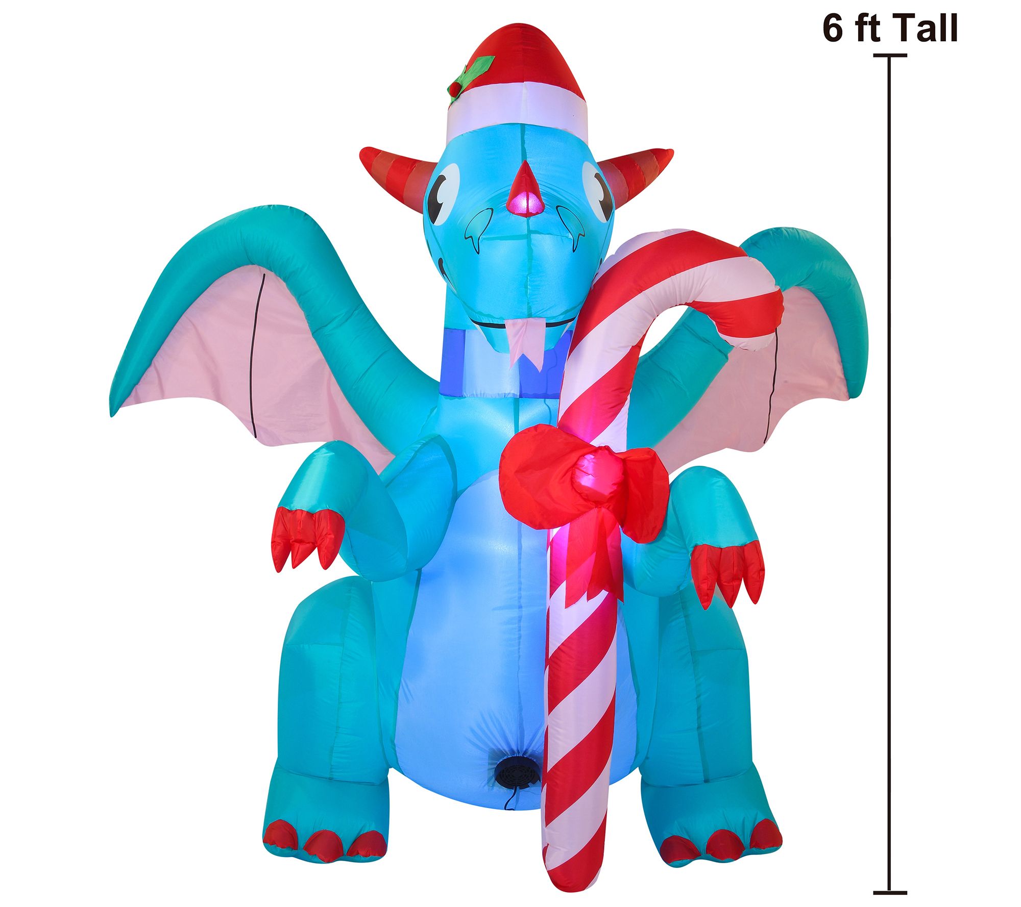 Joiedomi 6' Green Dragon with Candy Cane Inflatable Decoration