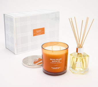 HomeWorx by Slatkin & Co. Holiday Spice Candle and Diffuser Set