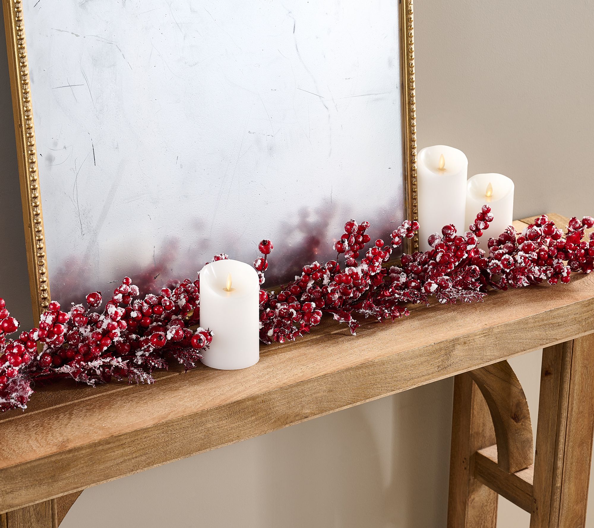 4' Snow Berry, Holly and Cedar Garland by Valerie