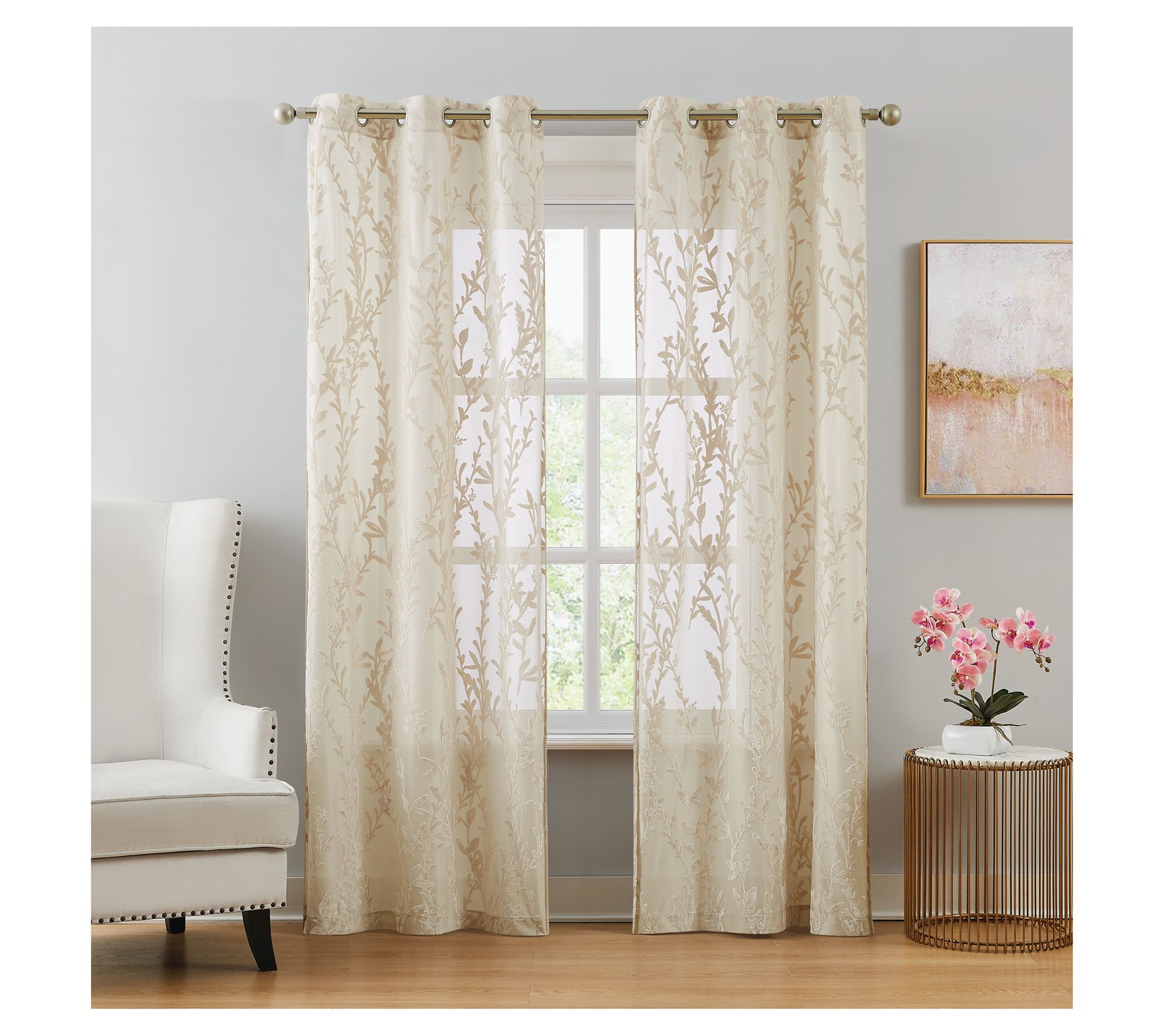 5th Avenue Lux Shelton Burn Out 37x96 Sheer Window Panel S/2