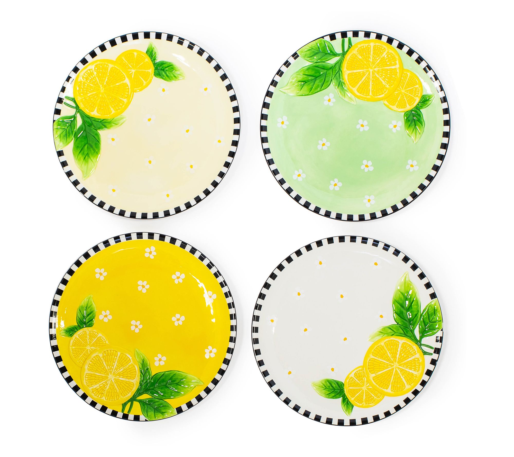 MacKenzie-Childs Lemon Dessert Plates, Set of 4 - QVC.com