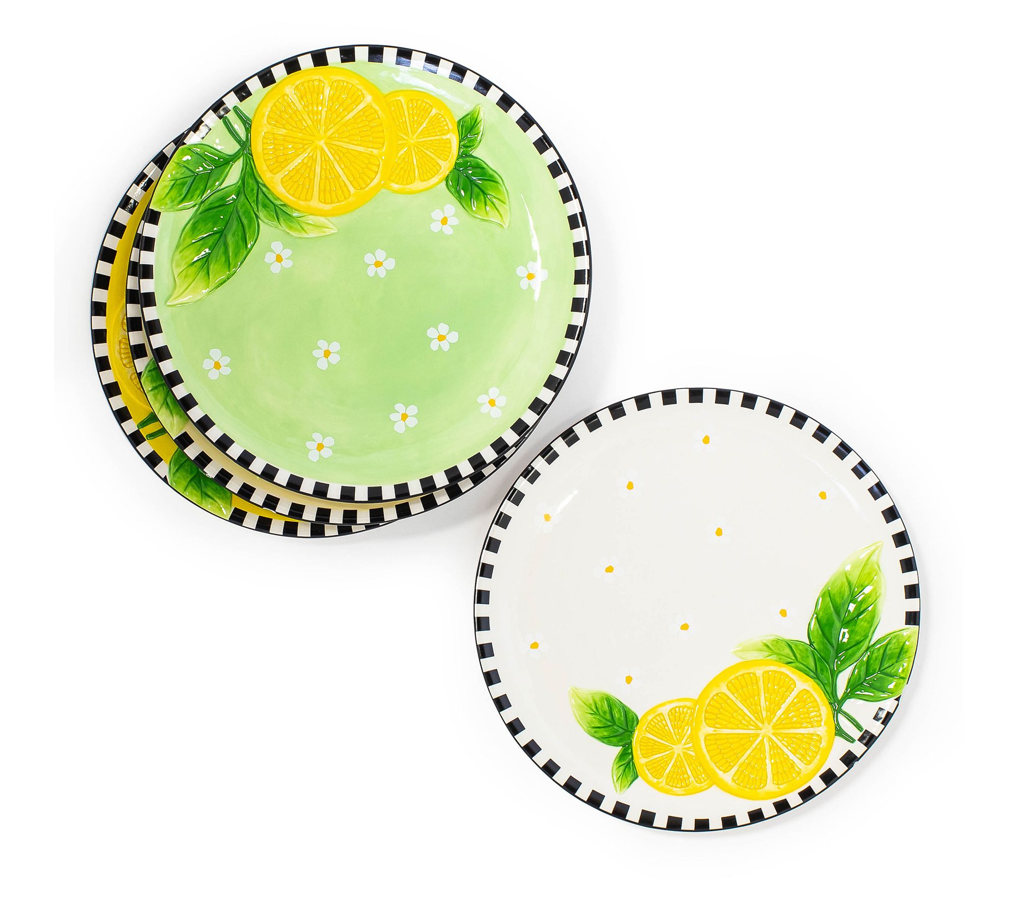 MacKenzie-Childs Lemon Dessert Plates, Set of 4 - QVC.com