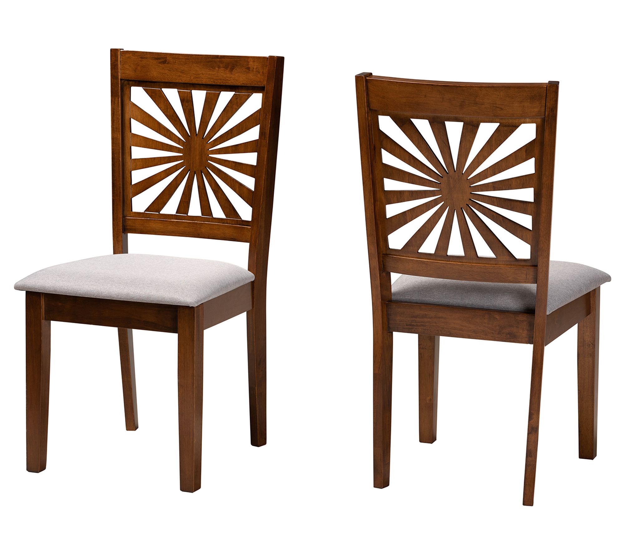Baxton Studio Olympia Fabric and Wood Dining Chair Set of 2