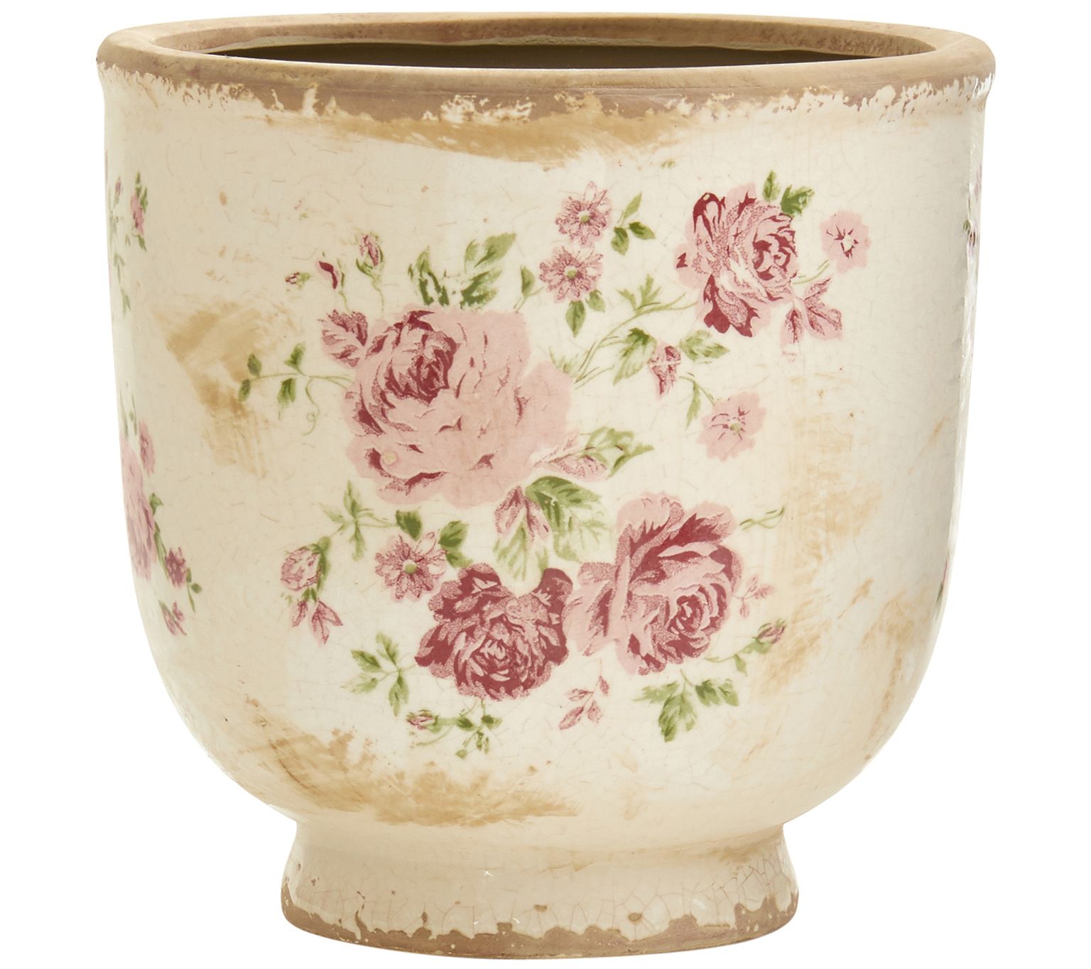Nearly Natural 7.5" Tuscan Ceramic Floral Print Planter