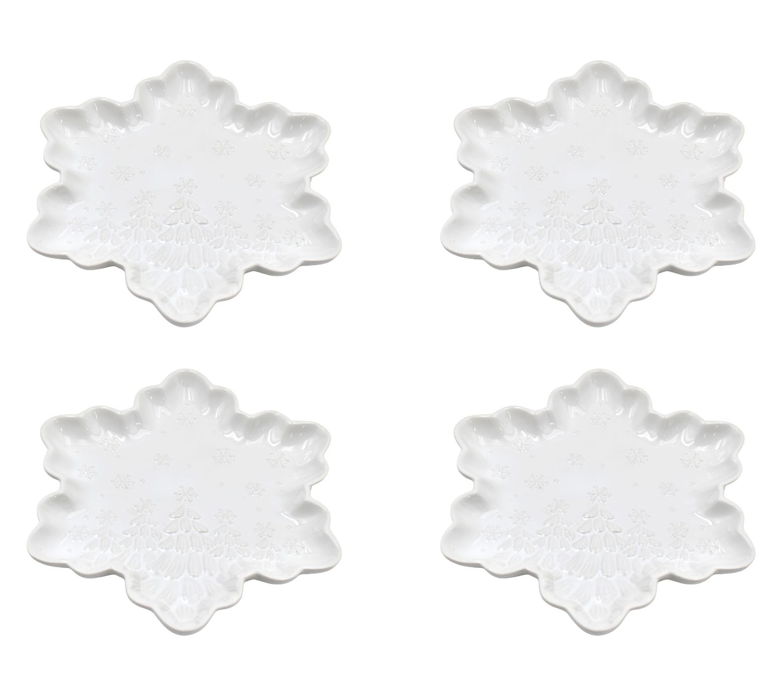 Temp-tations Seasonal Set of (4) 8" Snowflake Plates
