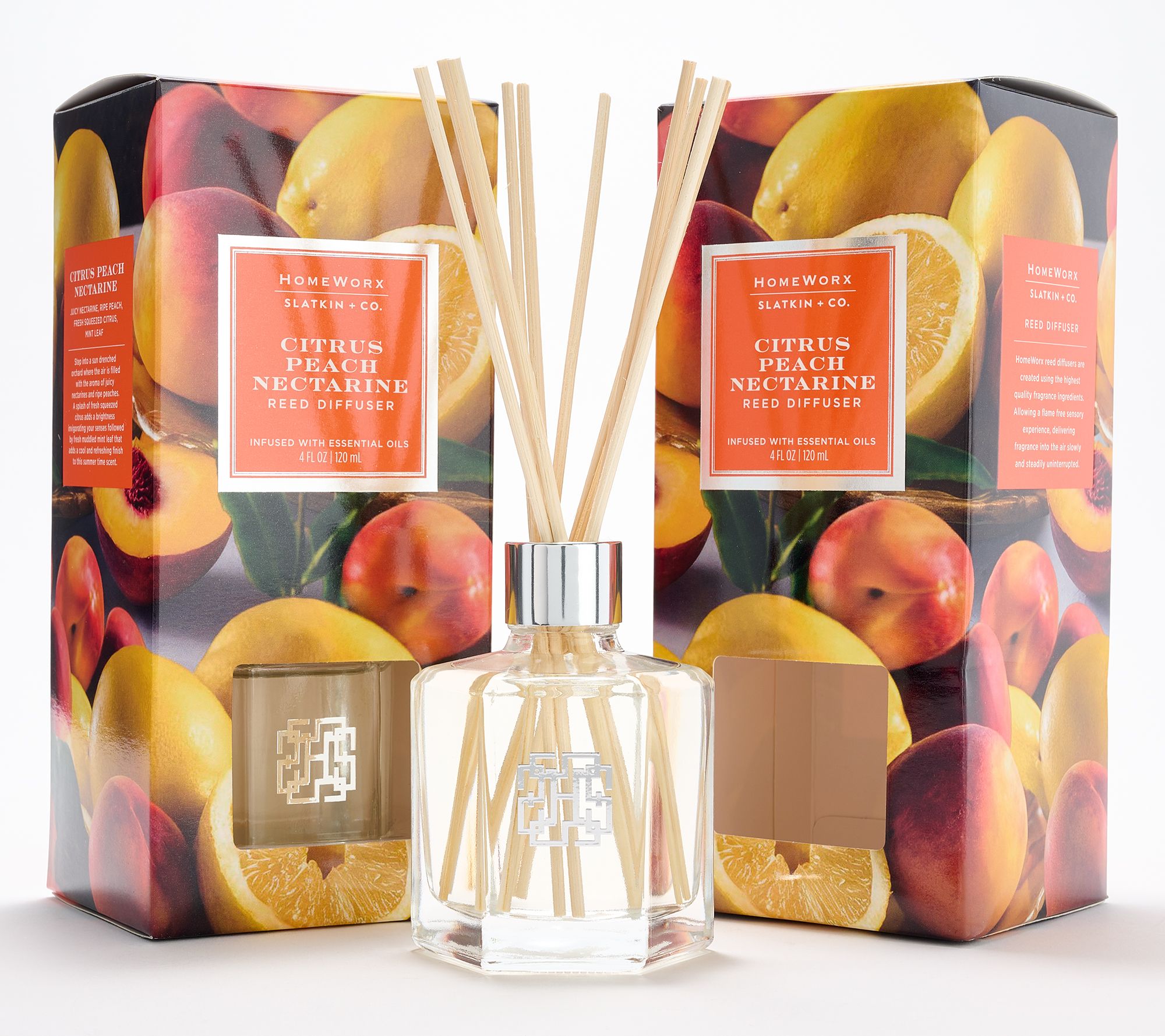 HomeWorx by Slatkin + Co. S/2 Citrus Peach Nectarine Reed Diffusers