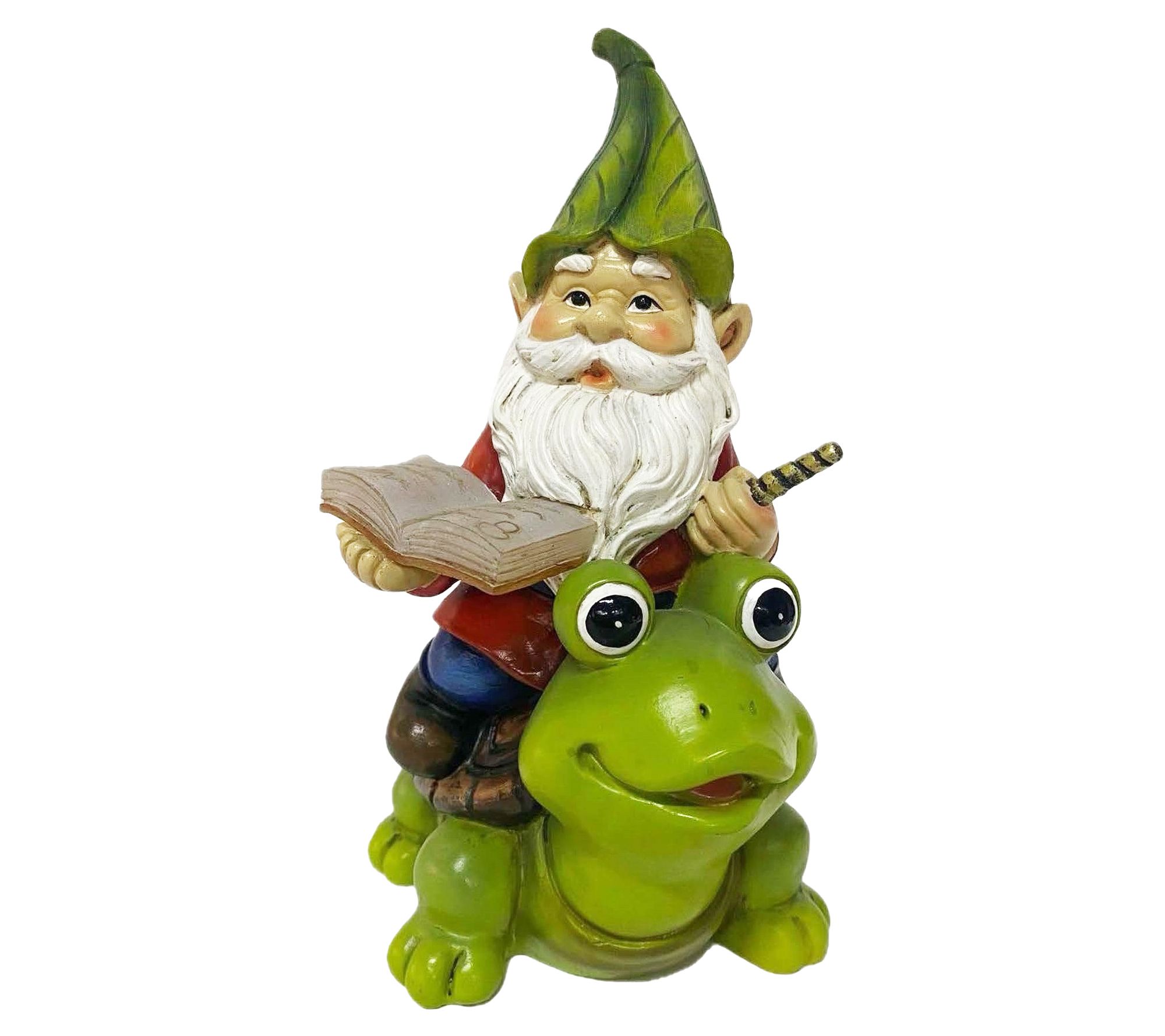 Santa's Workshop 9" Solar Resin Gnome on Frog