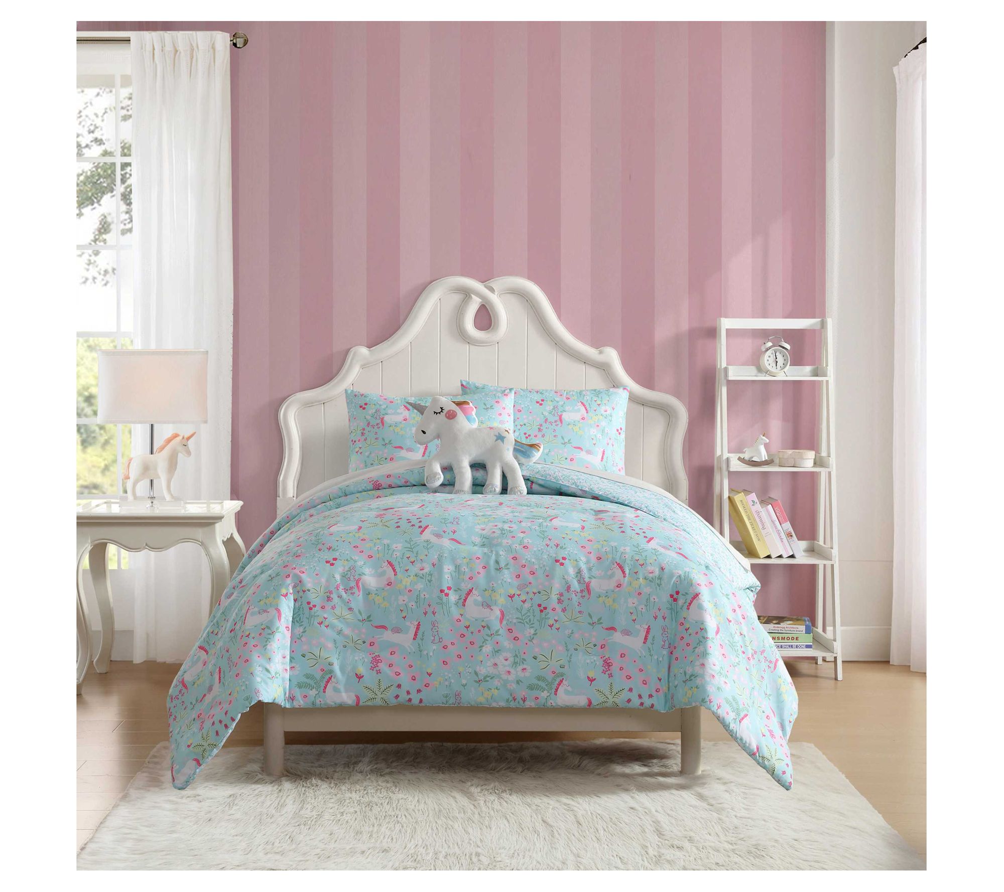 Laura Ashley Magical Unicorns Twin Comforter Sham Set