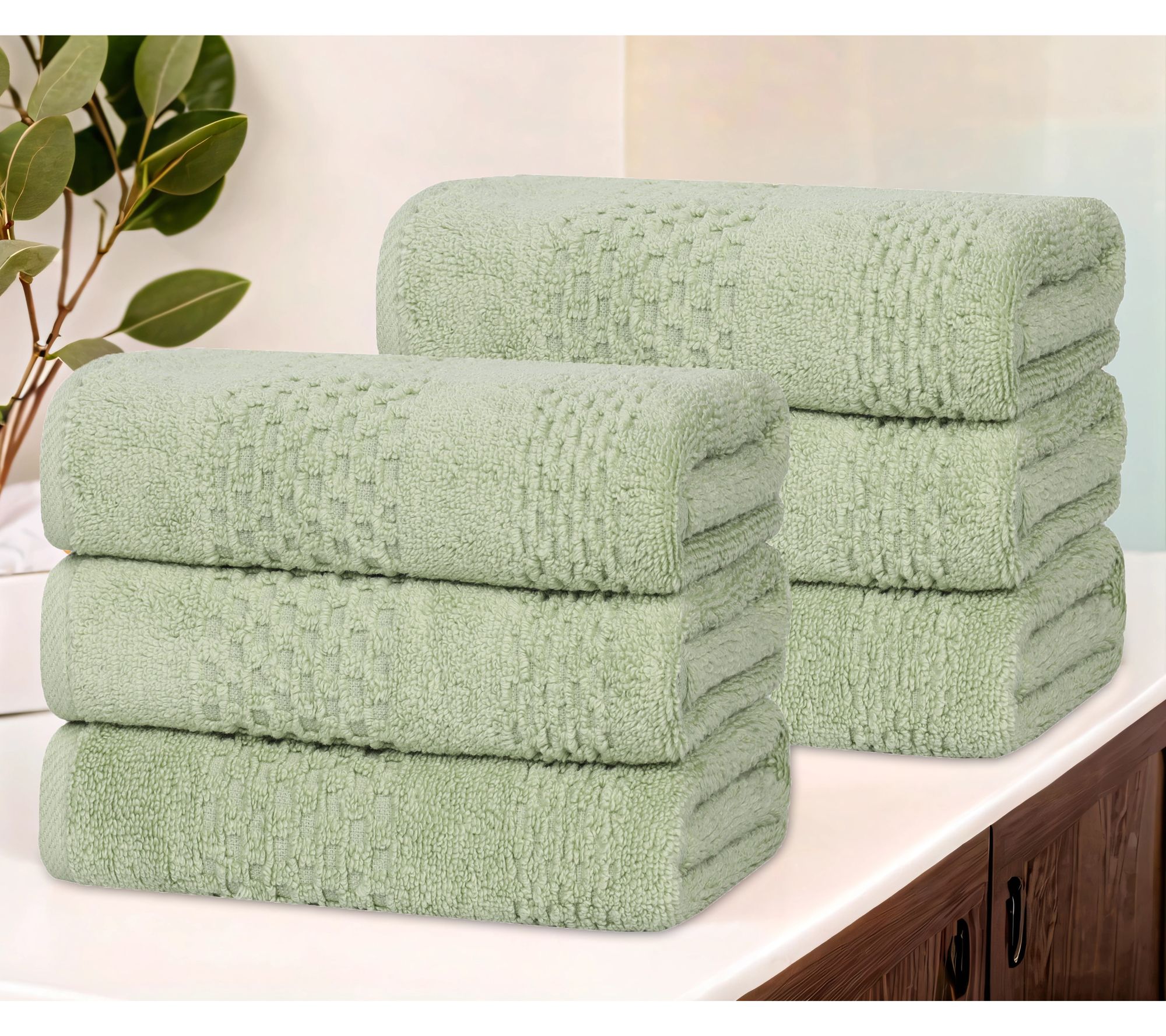 Superior 6-Piece Playa Zero Twist Cotton SolidHand Towel Set