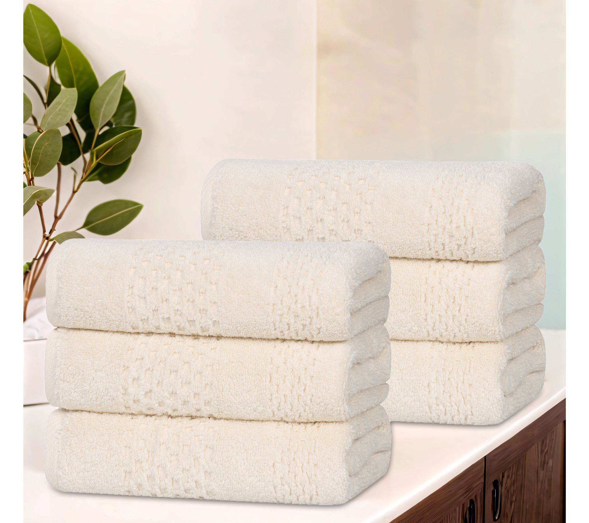 Superior 6-Piece Playa Zero Twist Cotton Solid Hand Towel Set