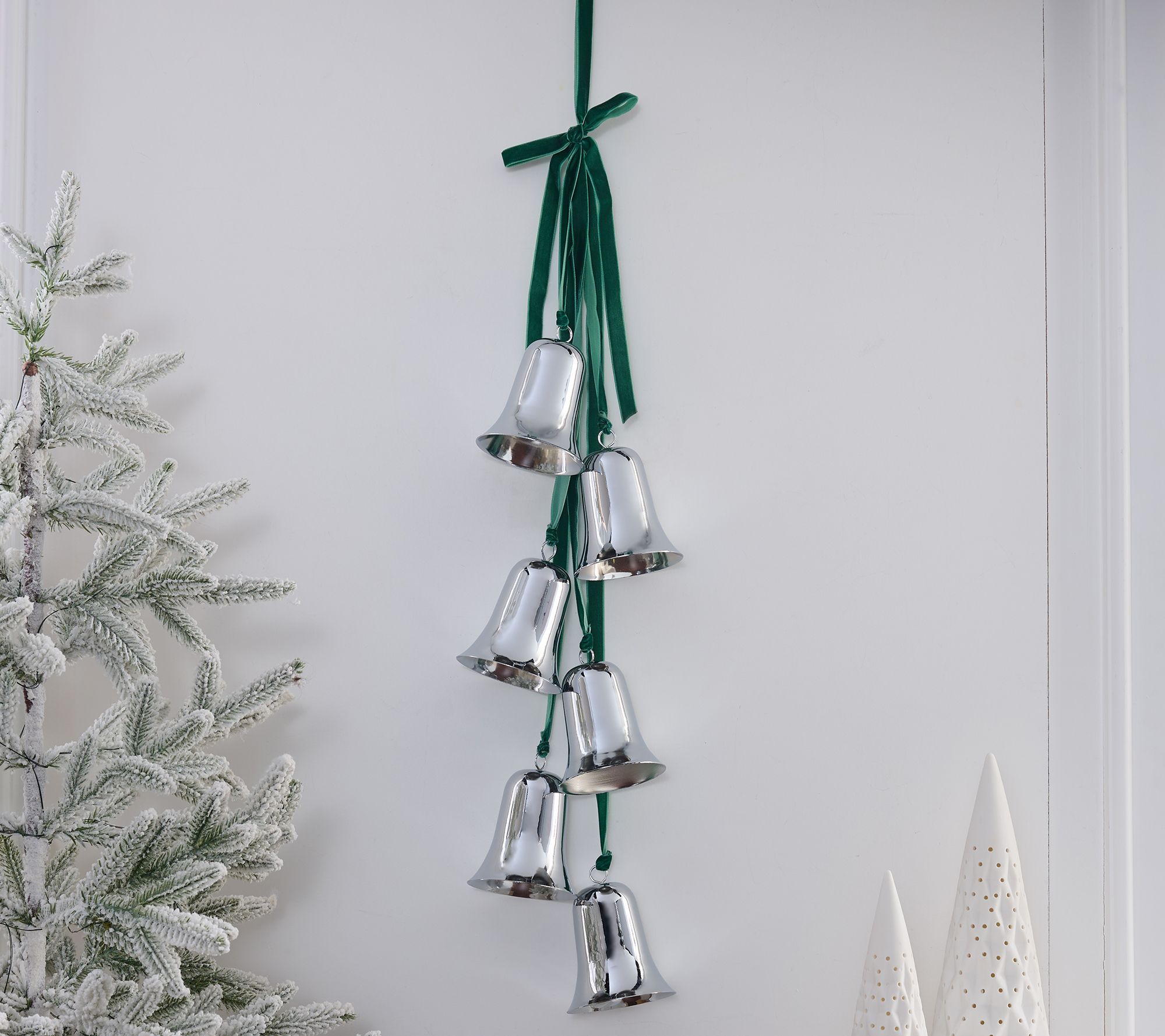 Home Reflections 30" Velvet Ribbon Jingle Bell Cluster