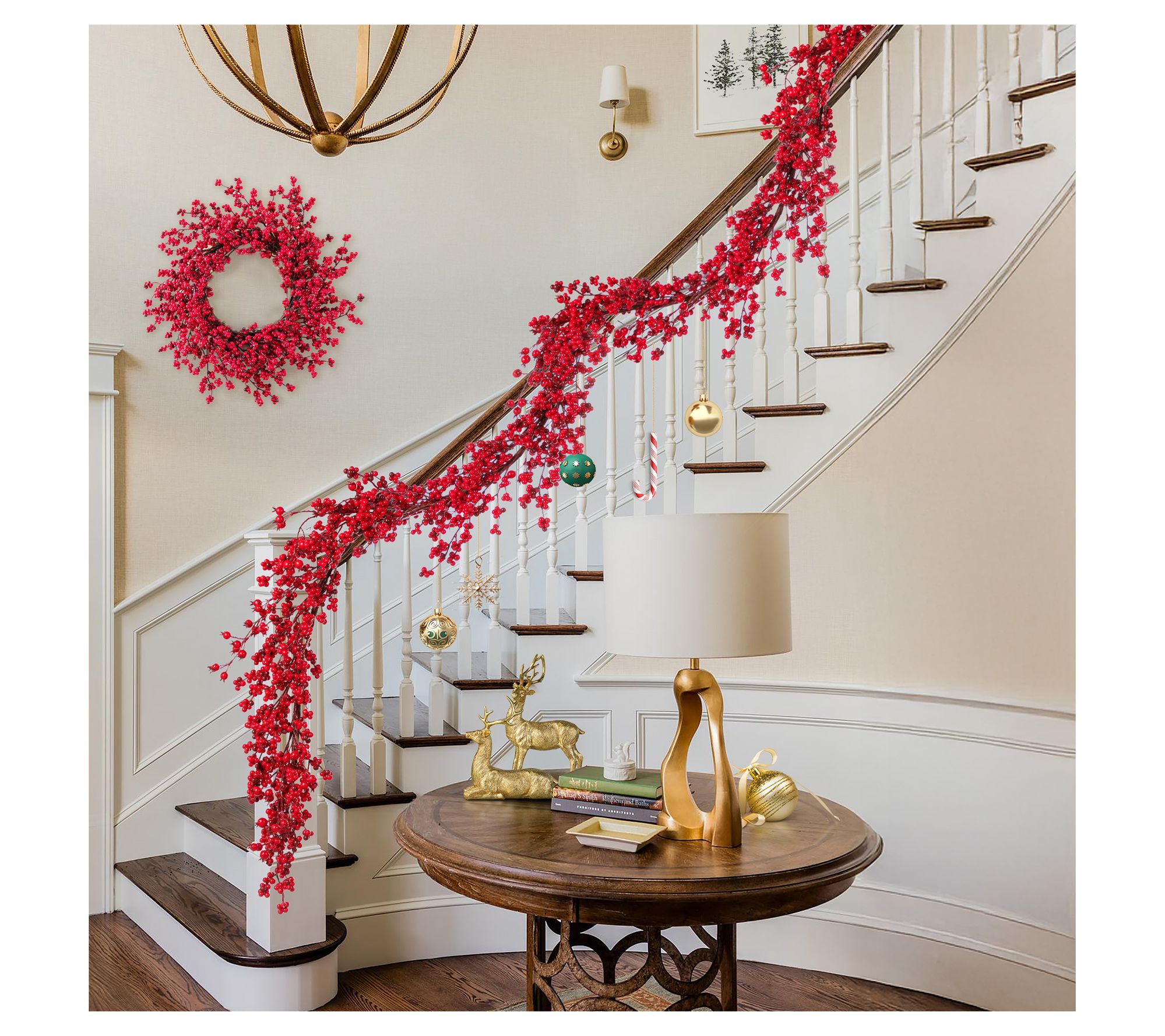 Glitzhome 6ft Christmas Red Berries Garland