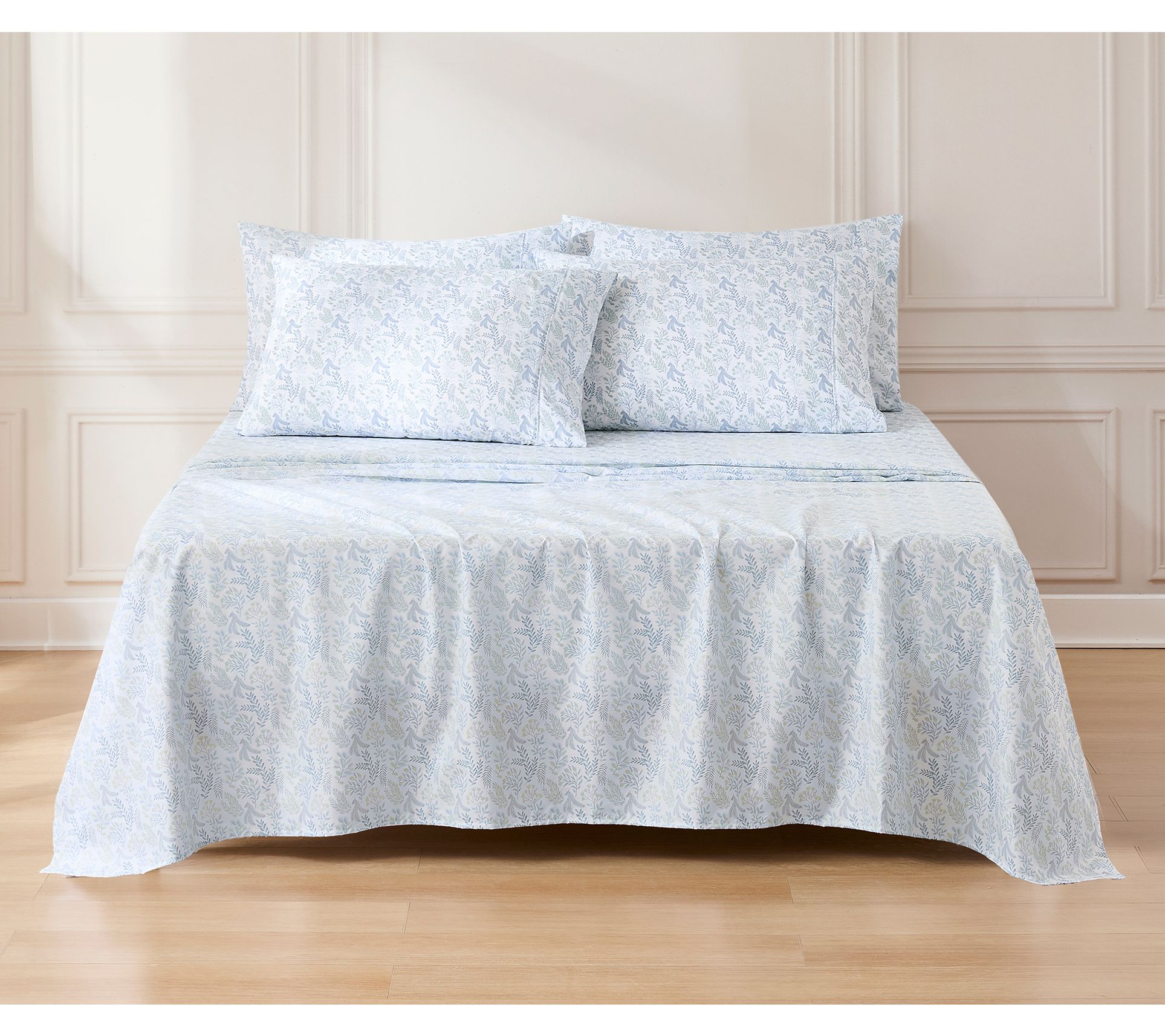 Lush Decor Botanical Leaf and Floral Sheet SetBlue 6Pc Full