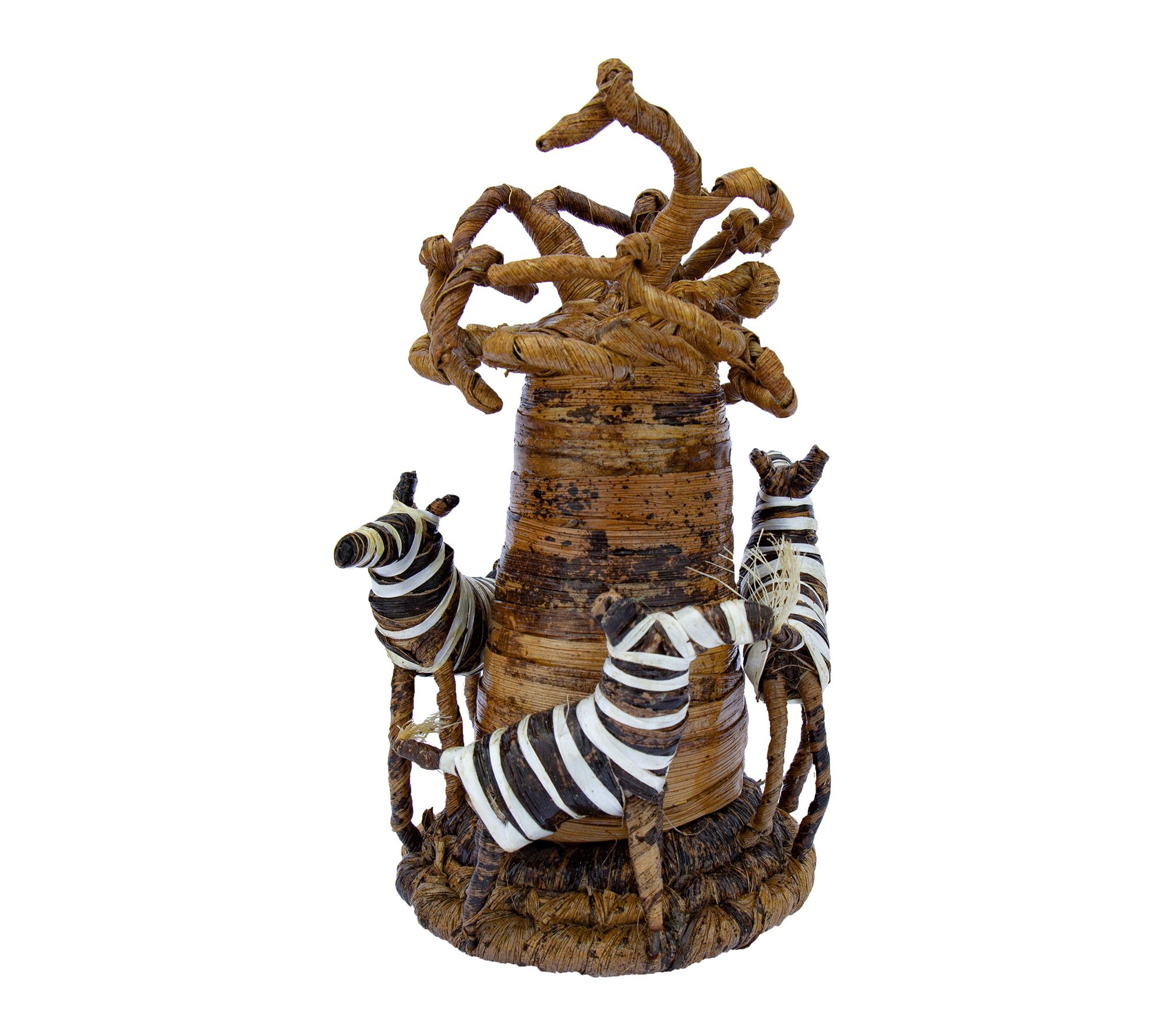 Global Crafts Banana Fiber Animal Circling a Tr ee Christmas