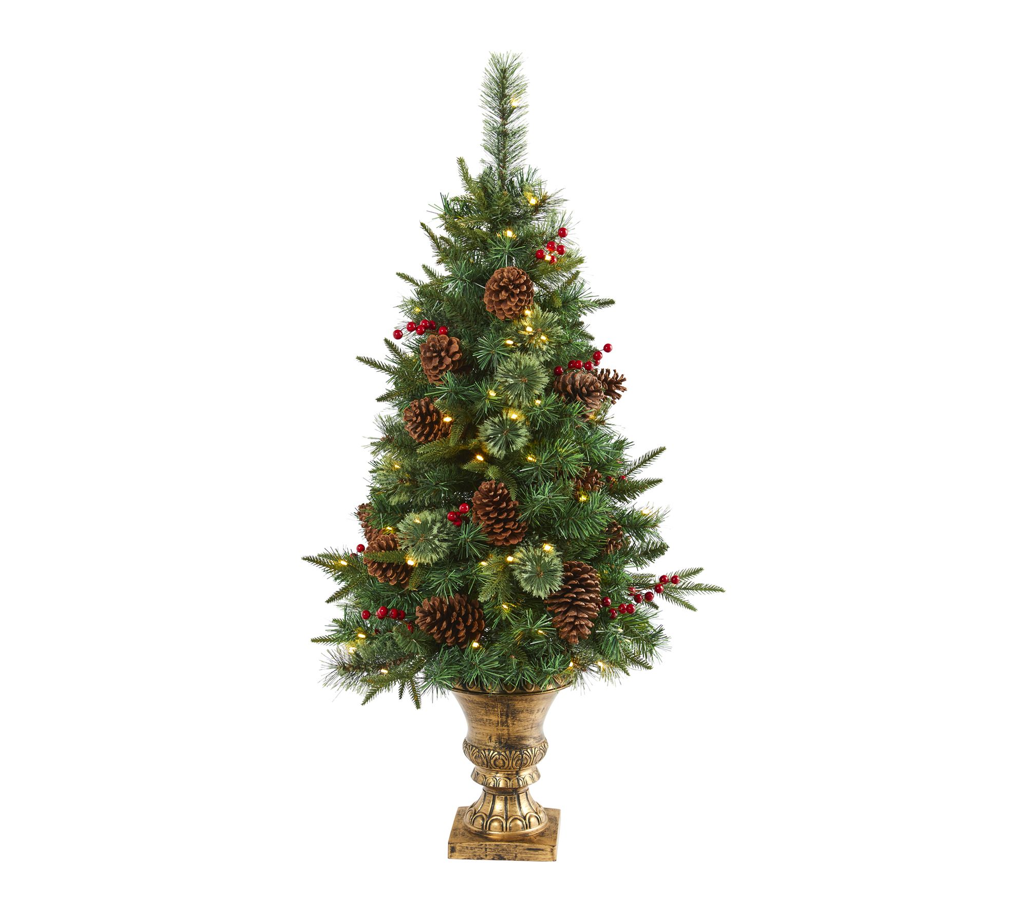 Nearly Natural 4' Pine, Pineco ne and Berries Artificial Tree