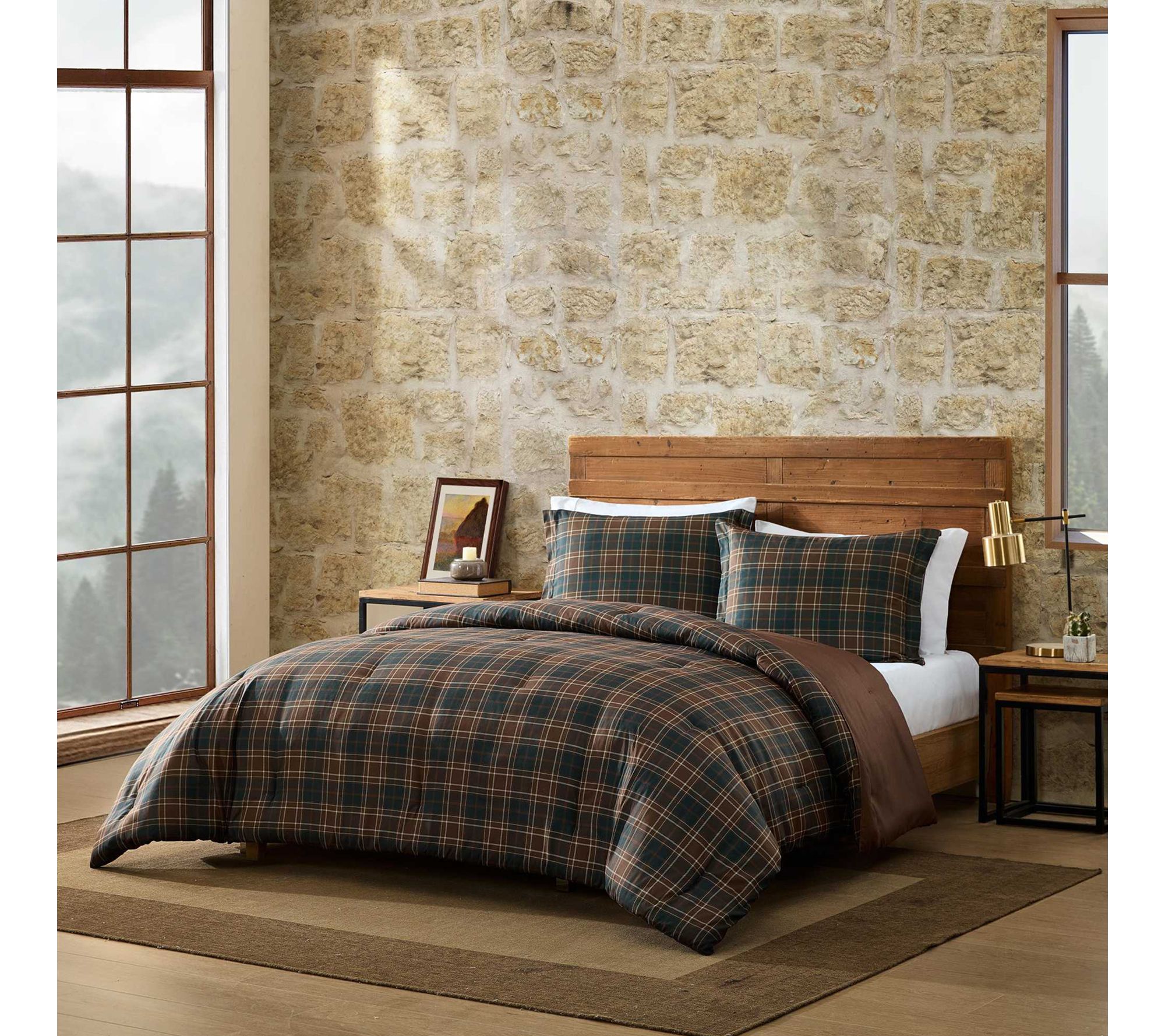 Eddie Bauer Huntley Plaid Brown King ComforterSet