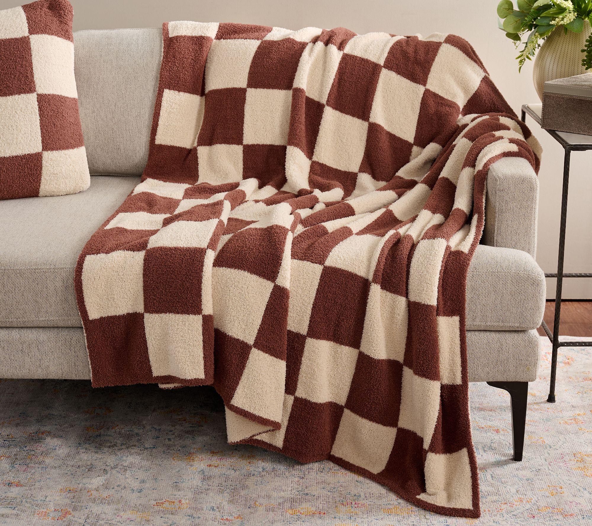 "As Is" Fierce Home Cozy Knit 60" x 70" Cherkered Throw