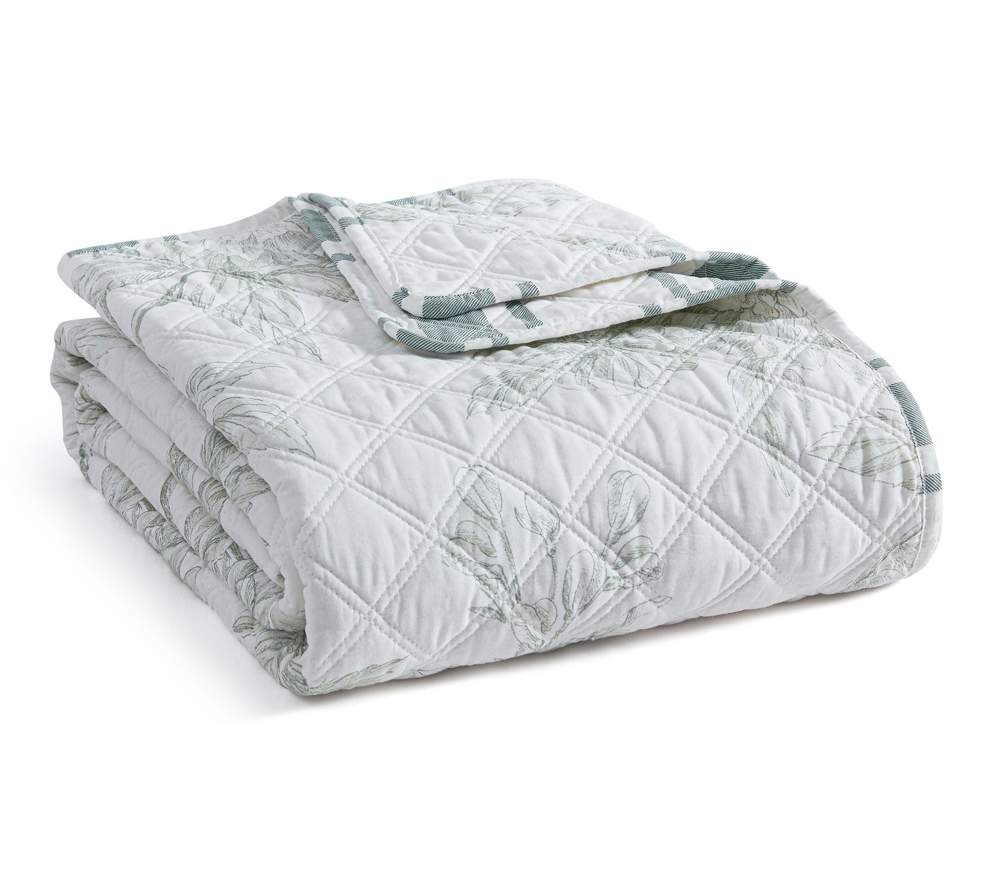 Martha Stewart Vine Flora Green Cotton 50"X70"Throw