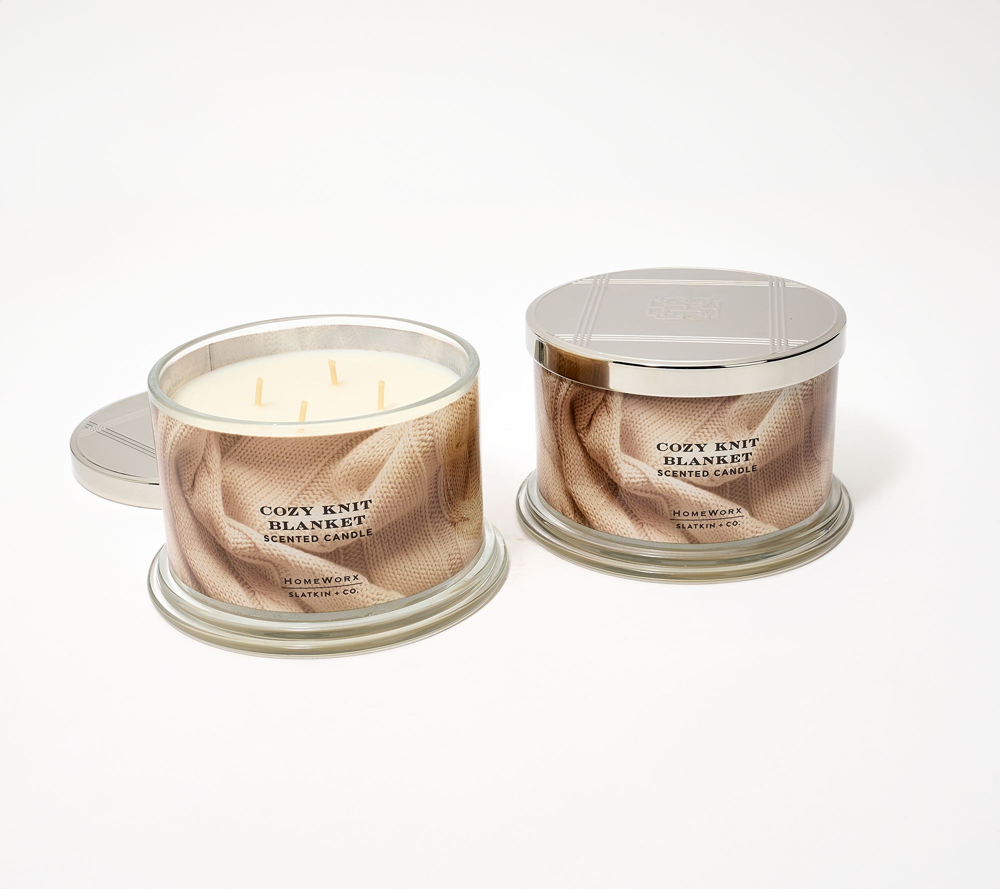 HomeWorx by Slatkin + Co. S/2 18oz Cozy Knit Blanket Candles