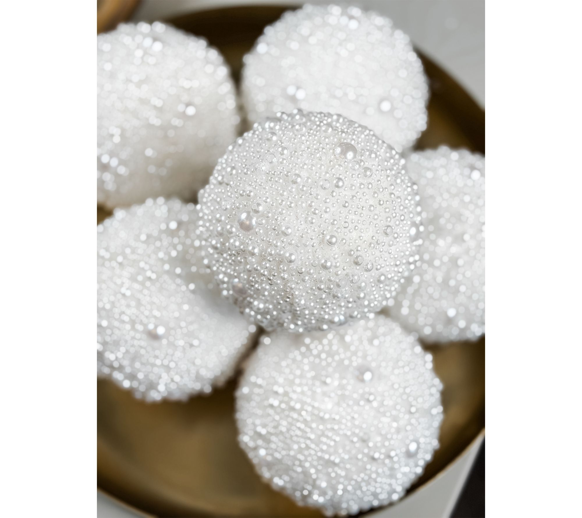 Simply Stunning Set of 6 Snow Pearl Ornaments by Janine Graff