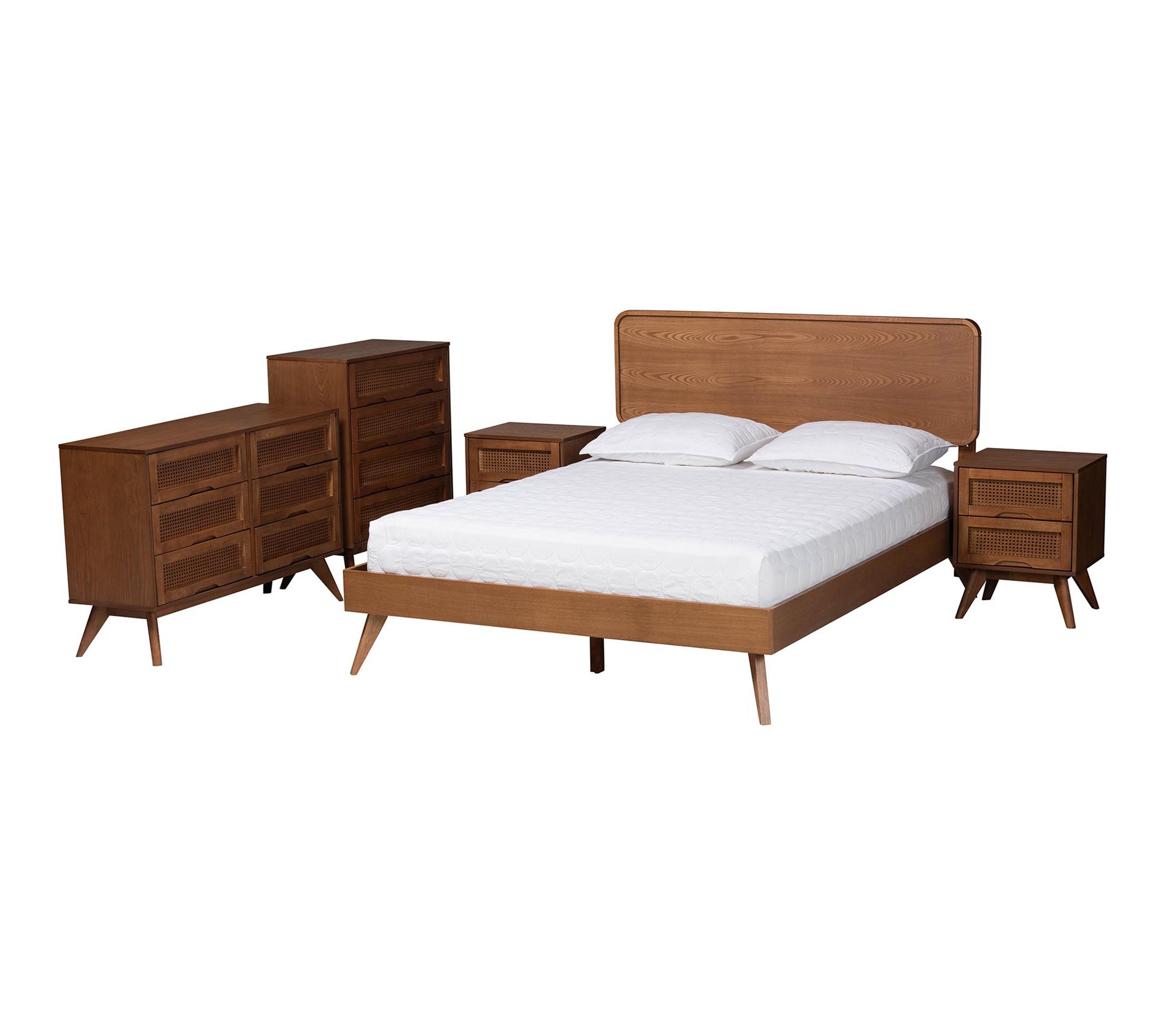 Baxton Studio Demeter Brown Wood Full 5-Piece Bedroom Set
