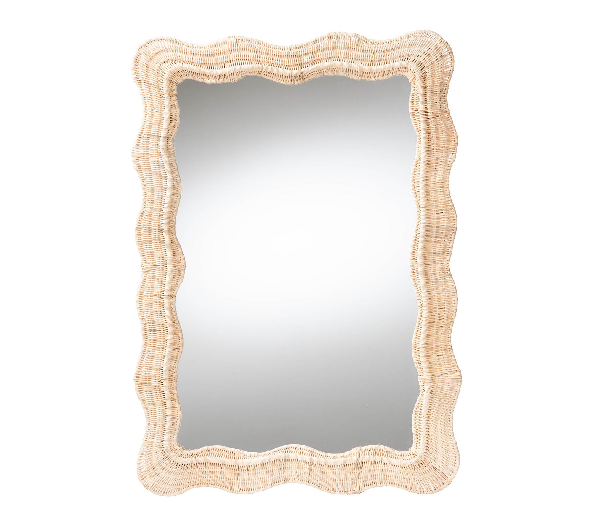 bali & pari Hasana Natural Scallop Rattan Accent Wall Mirror