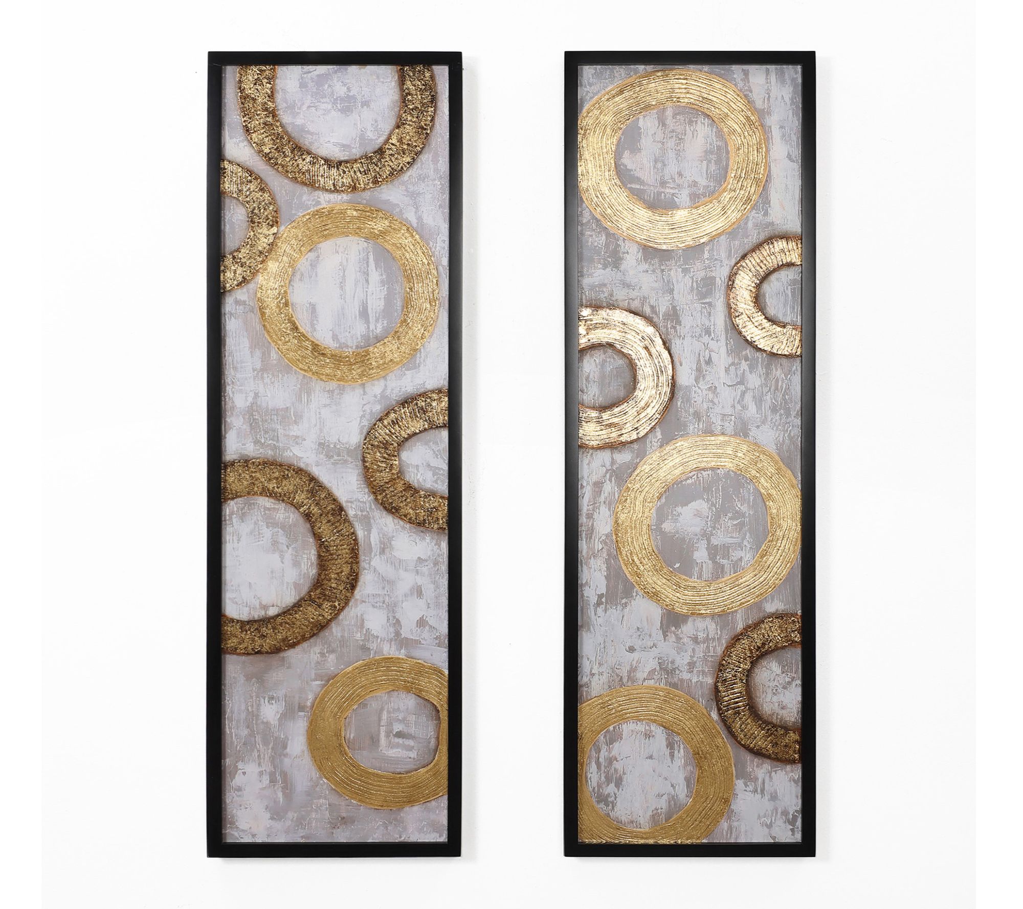 LuxenHome 2-Piece Gold and Brown with Black Frame Wall Decor