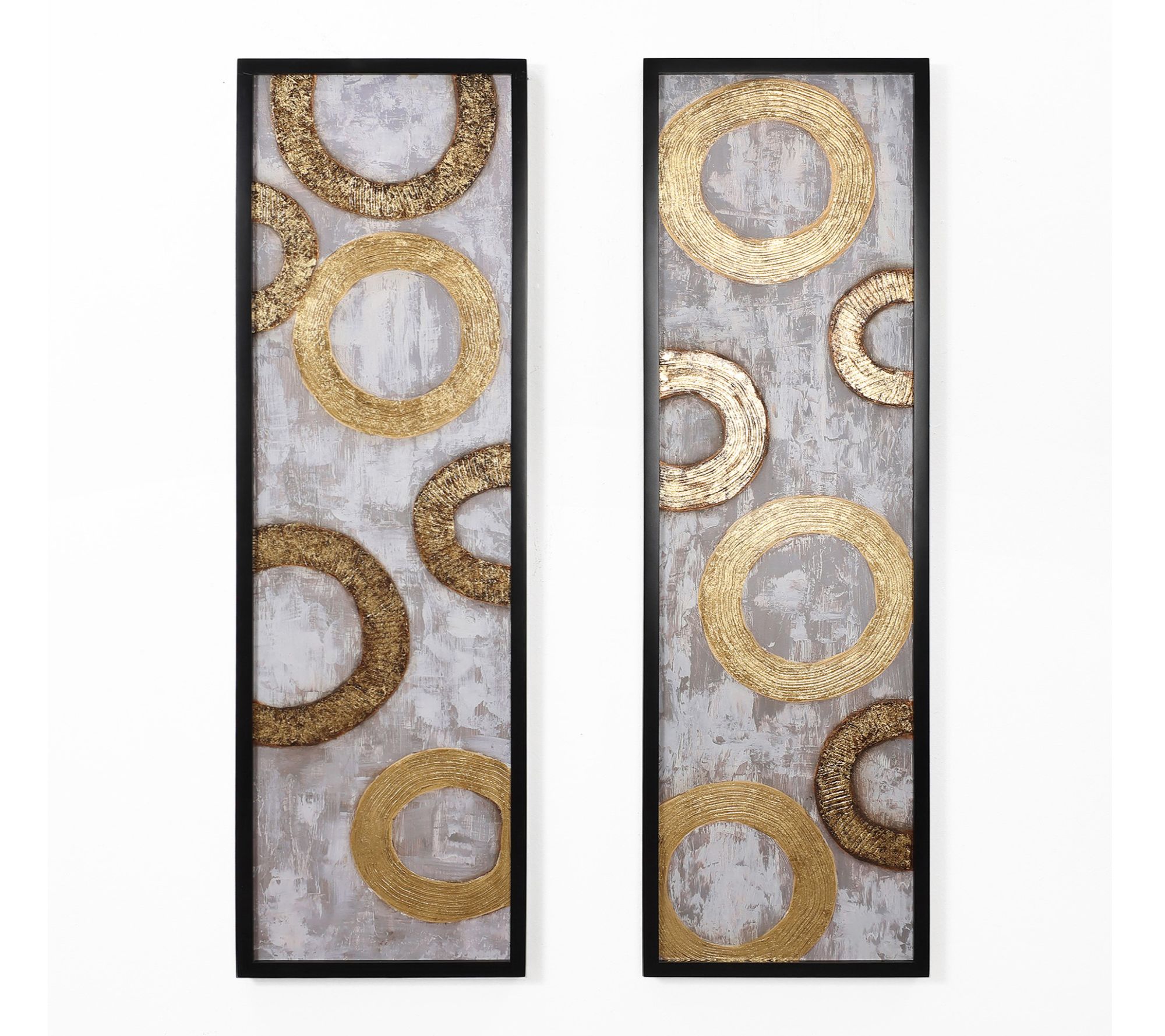 LuxenHome 2-Piece Gold and Brown with Black Frame Wall Decor