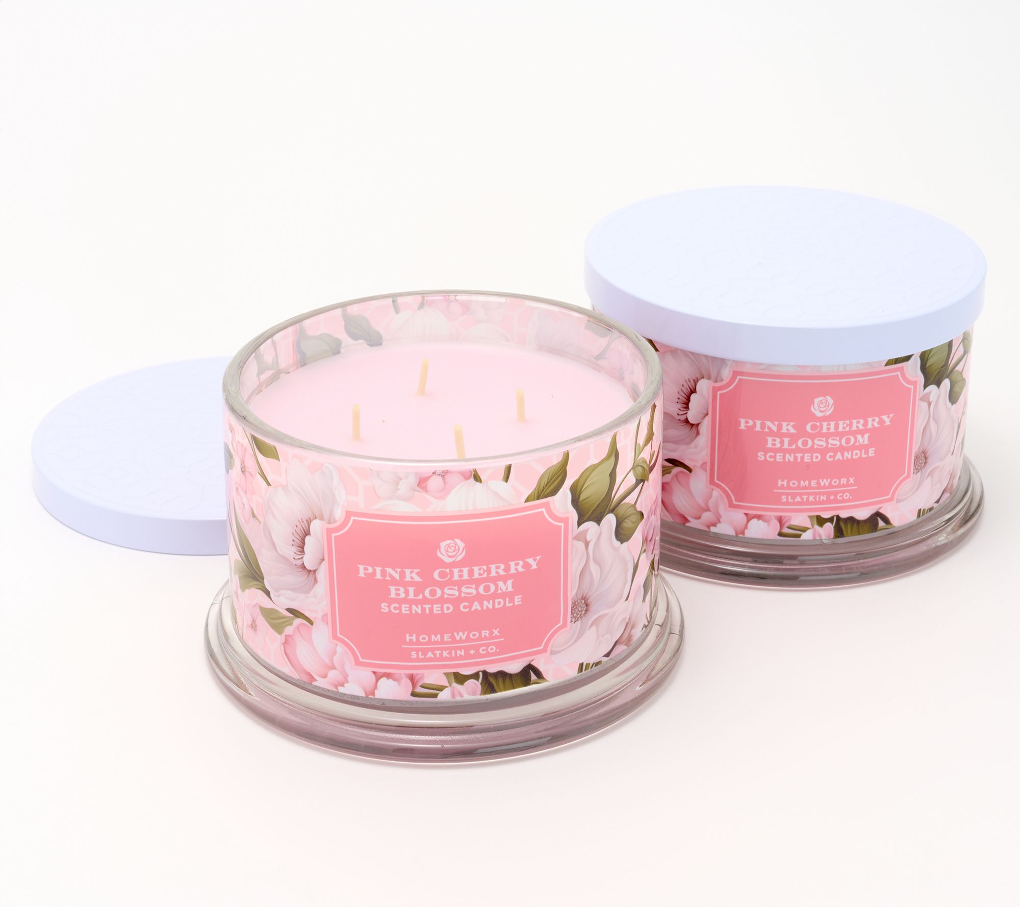"As Is" HomeWorx by Slatkin + Co. S/2 18oz Pink Cherry Candles