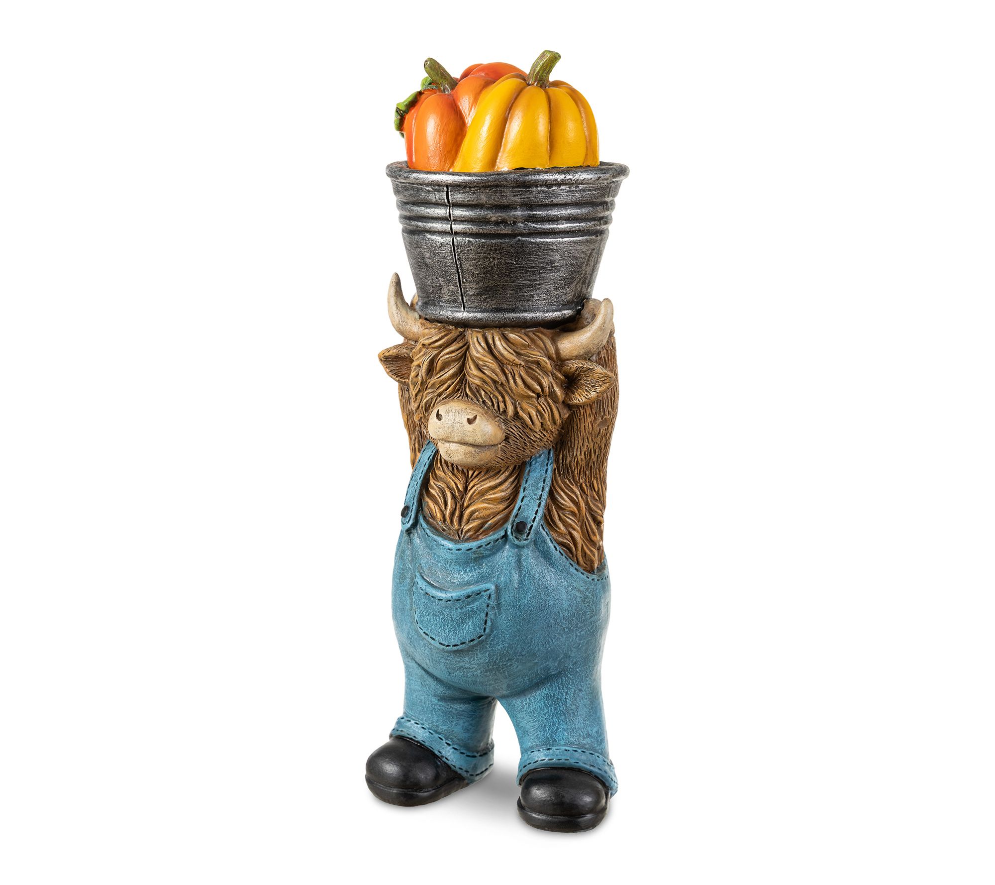 Glitzhome 10.5"H Fall Resin Highland Cow Table Decor
