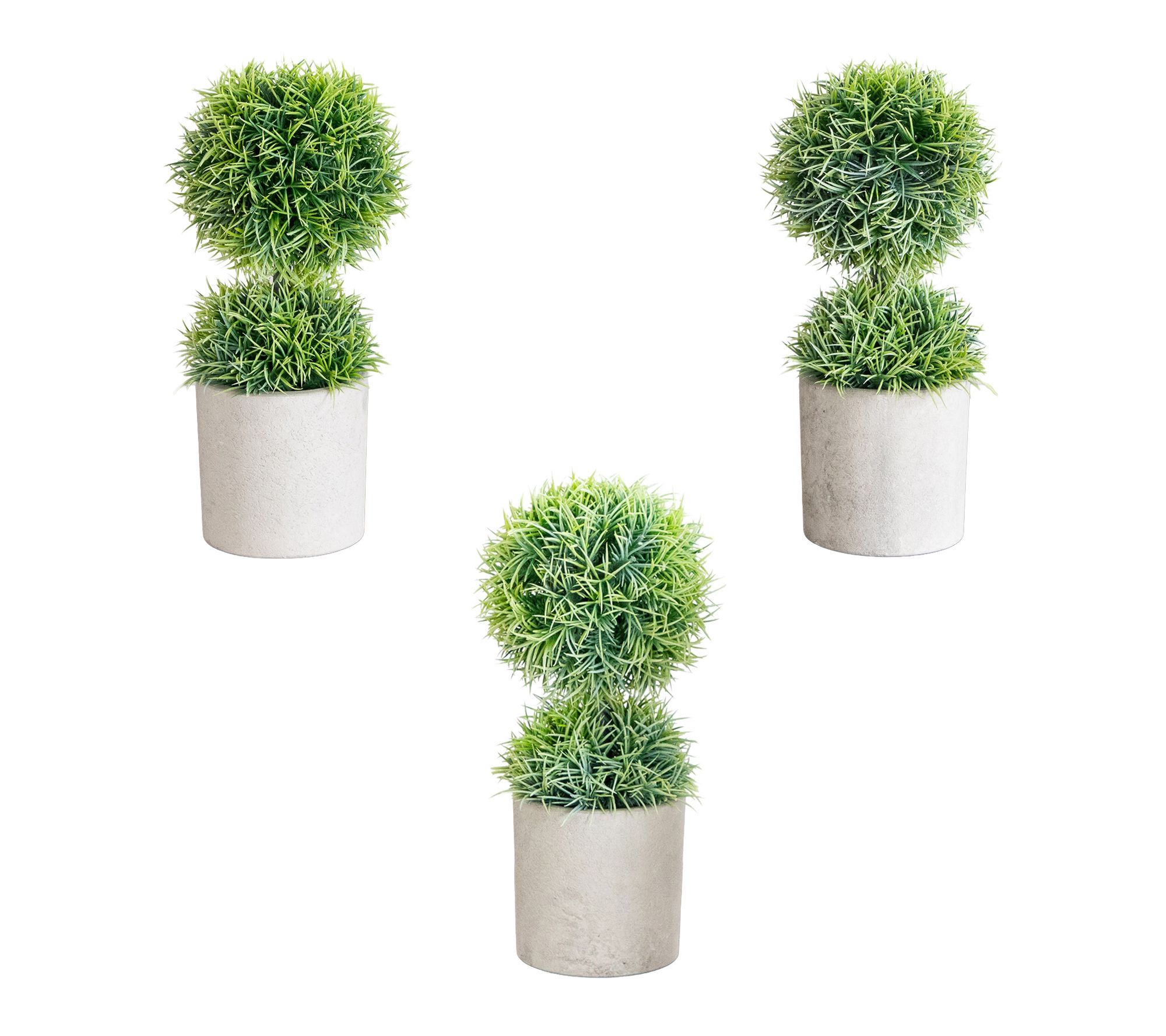 Mini Cactus Topiary in Planter - Set of 3 by Nearly Natural